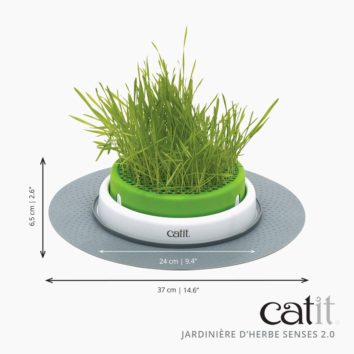 catit-senses-2-0-jardin-d-herbe-pour-chat-jardini-re-basse-stable-avec-drainage image 2