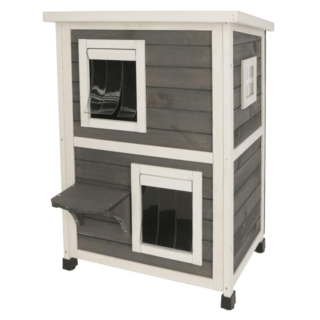 kerbl-pet-maison-pour-chat-family-gris-blanc-57x55x80-cm-cabane-grimper image 1