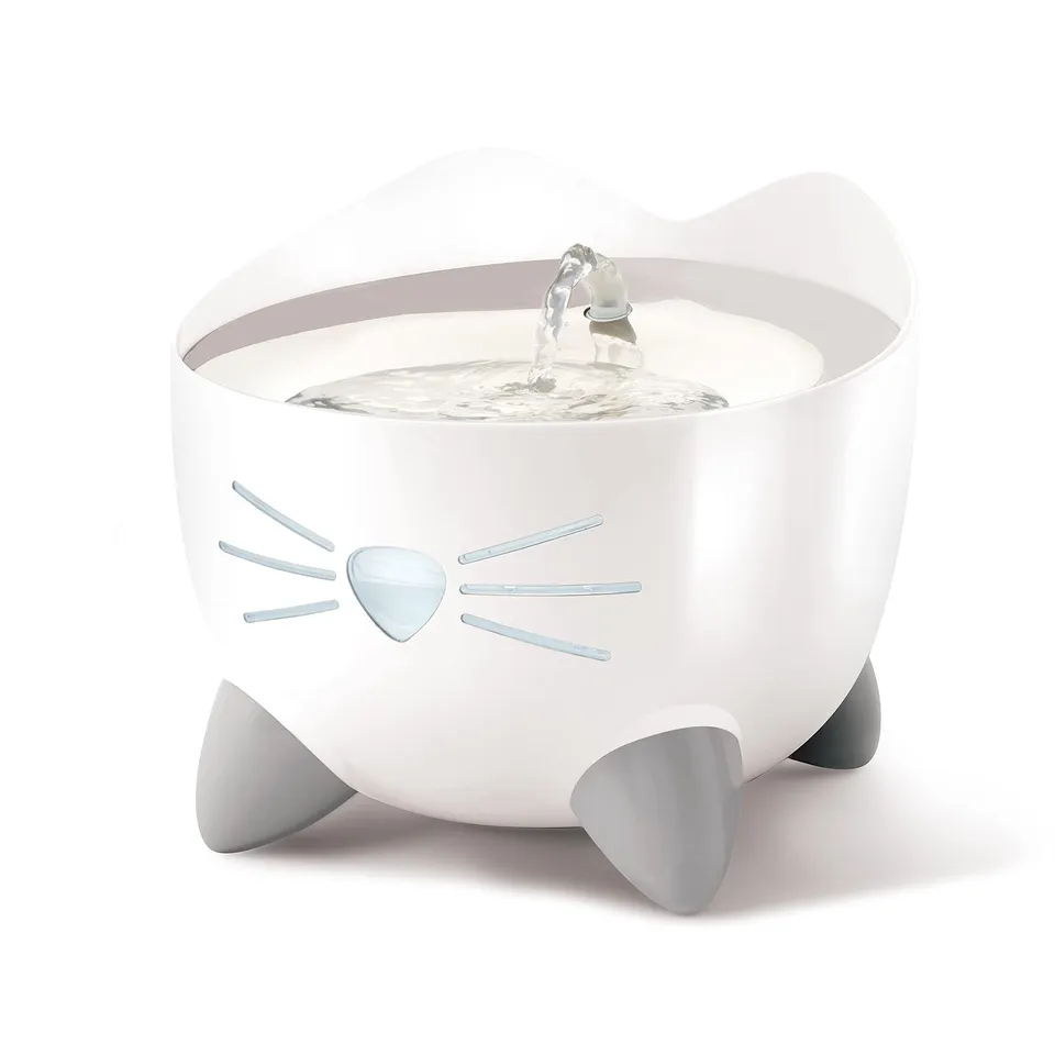 catit-pixi-fontaine-eau-pour-chat-en-acier-inoxydable-2-5-l-blanche image 1
