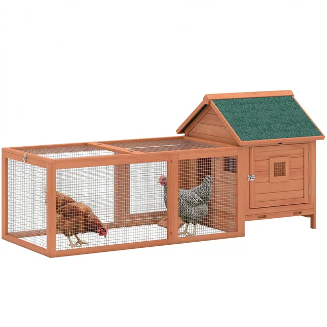 pawhut-poulailler-183-cm-avec-enclos-pondoir-et-plateau-amovible-orange image 1