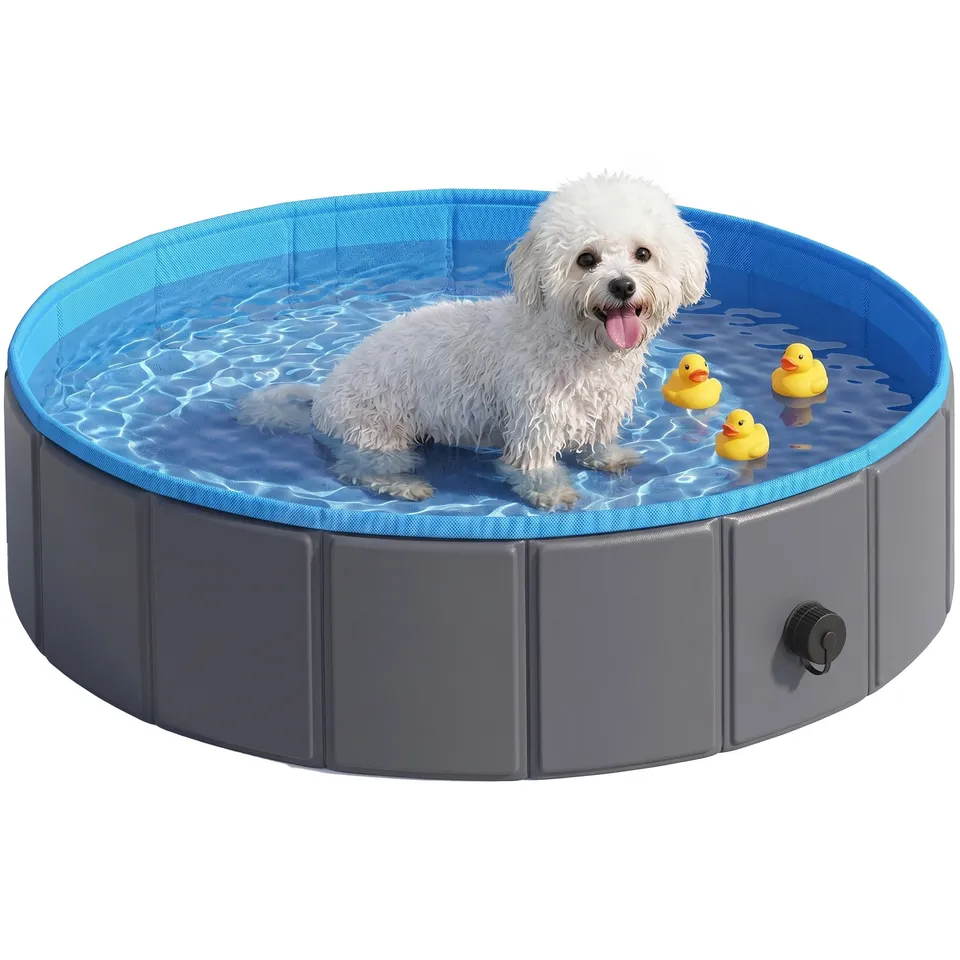 pawhut-piscine-chien-pliable-80-x-20-cm-fond-antid-rapant-bleu-et-gris-fonc image 1