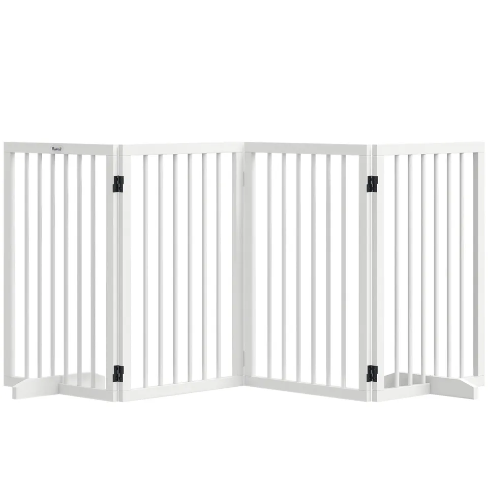 pawhut-barri-re-pour-animaux-pliable-4-panneaux-bois-blanc image 1