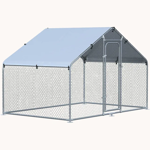 pawhut-poulailler-enclos-ferme-9-8-x-6-6-x-6-4-forme-clocher-walk-in-ext-rieur image 1