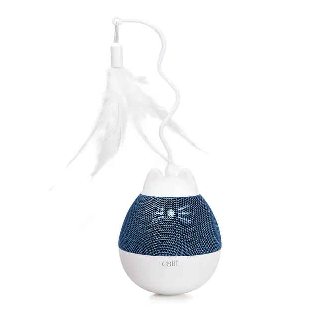 catit-pixi-spinner-jouet-lectronique-distributeur-friandises-pour-chat-blanc-ble image 1