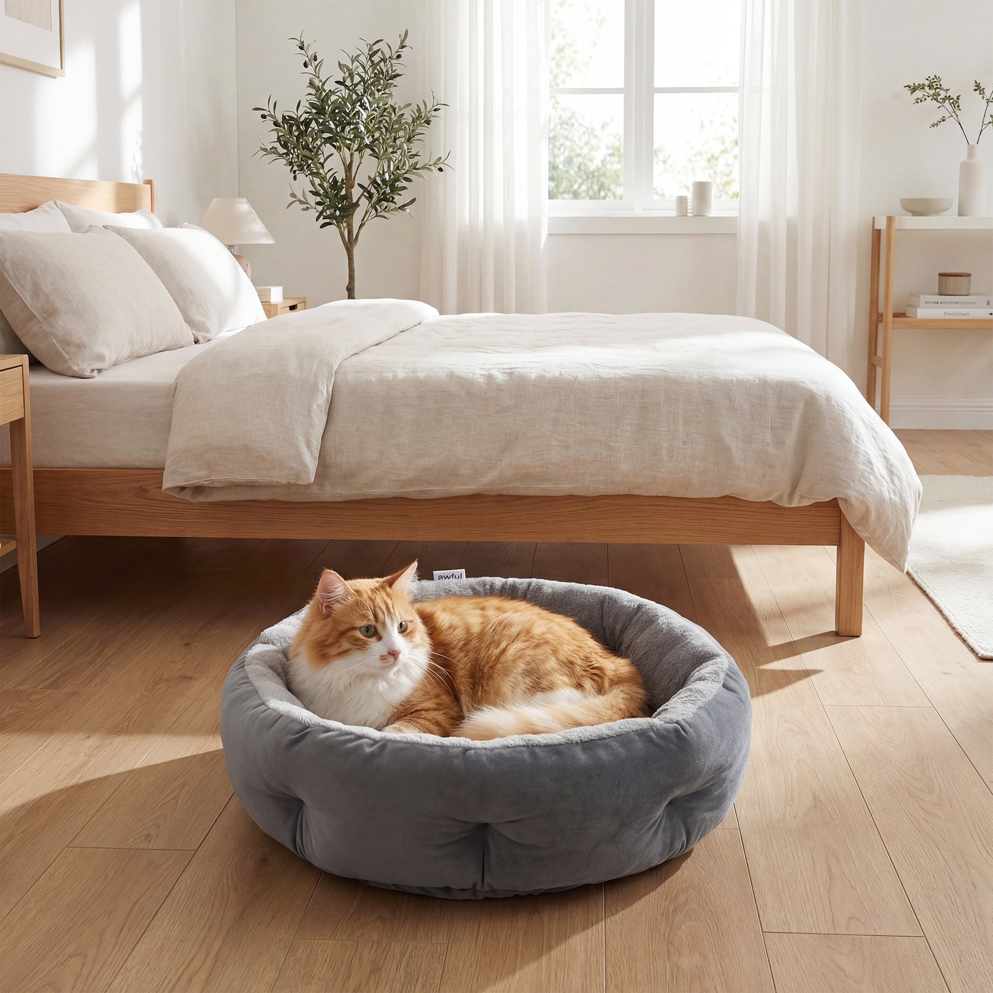 pawhut-panier-rond-r-versible-avec-boudin-pour-chats-et-petits-chiens-gris-fonc image 4