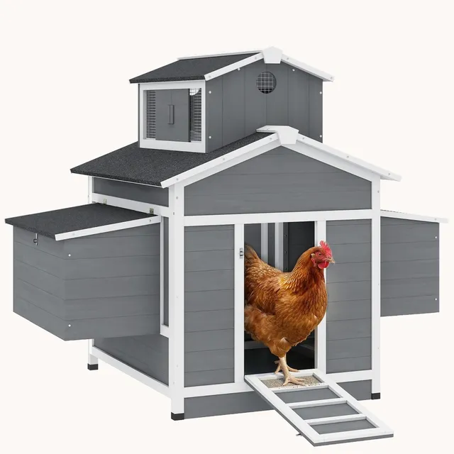 pawhut-poulailler-bois-2-poules-avec-pondoir-et-toit-tanche image 1