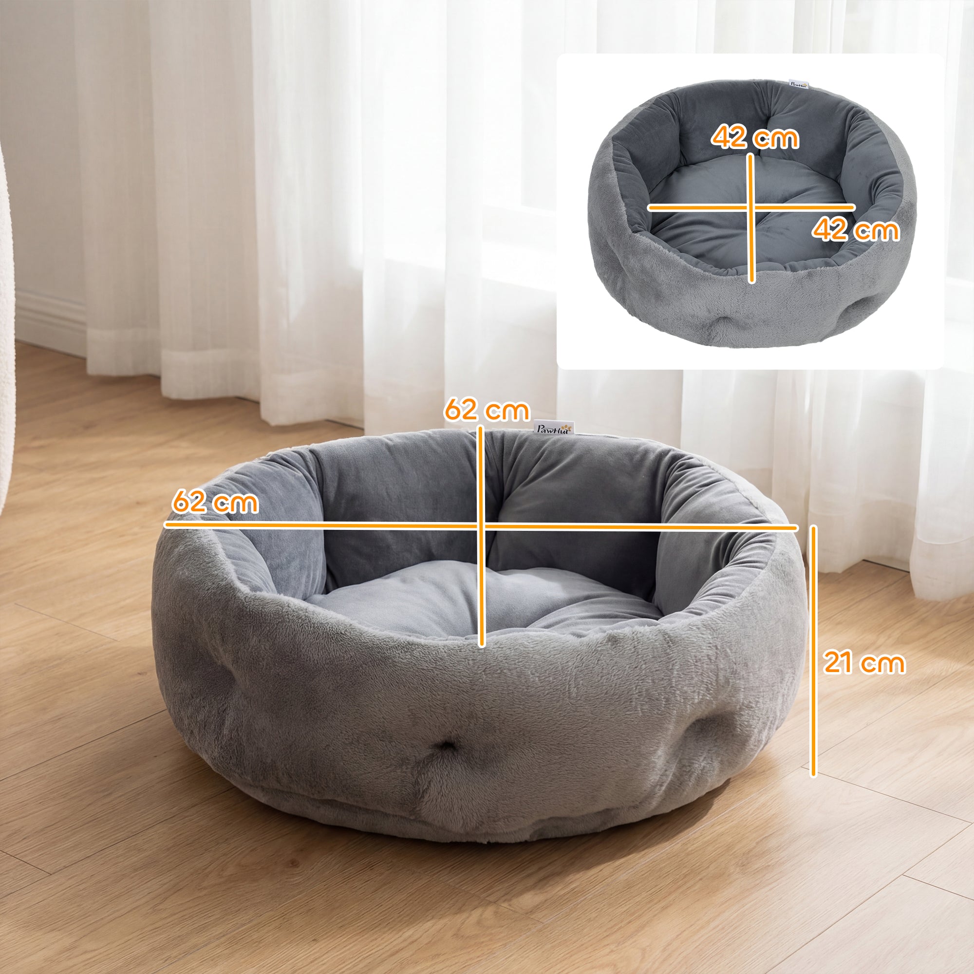 pawhut-panier-rond-r-versible-avec-boudin-pour-chats-et-petits-chiens-gris-fonc image 5