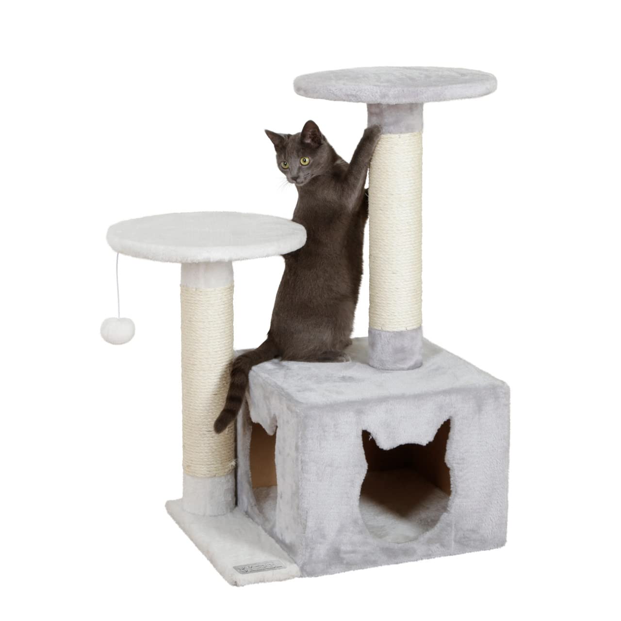 kerbl-pet-saphir-light-arbre-chat-60x50x80cm-blanc-gris-bois-peluche-sisal image 5