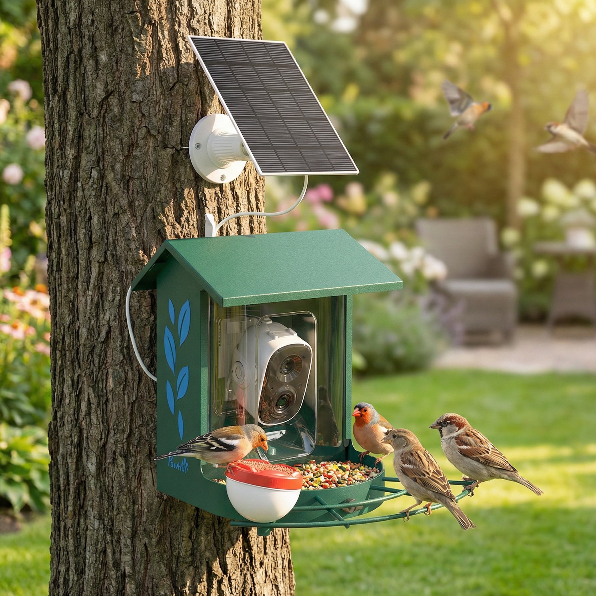 pawhut-birdwatch-pro-mangeoire-oiseaux-intelligente-avec-cam-ra-ia-2k-et-panneau image 4