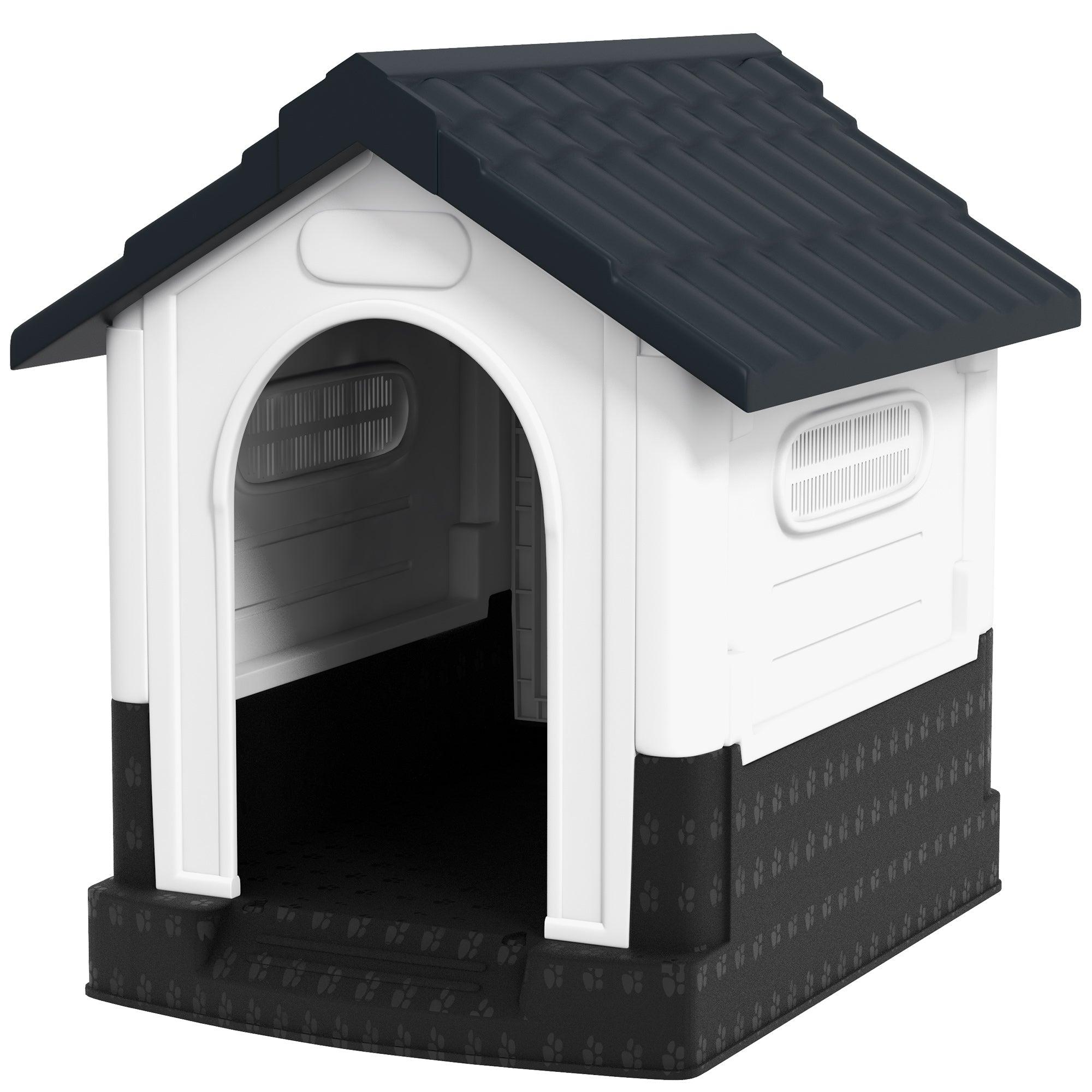 pawhut-niche-plastique-ext-rieur-ventil-e-pour-petits-chiens-gris-fonc image 2