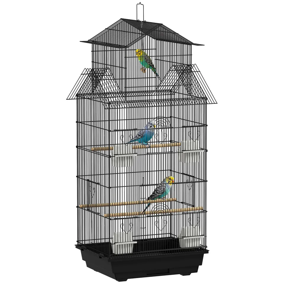 pawhut-cage-oiseaux-acier-avec-acc-s-facile-pour-perruches-43-x-32-5-x-104-cm image 1