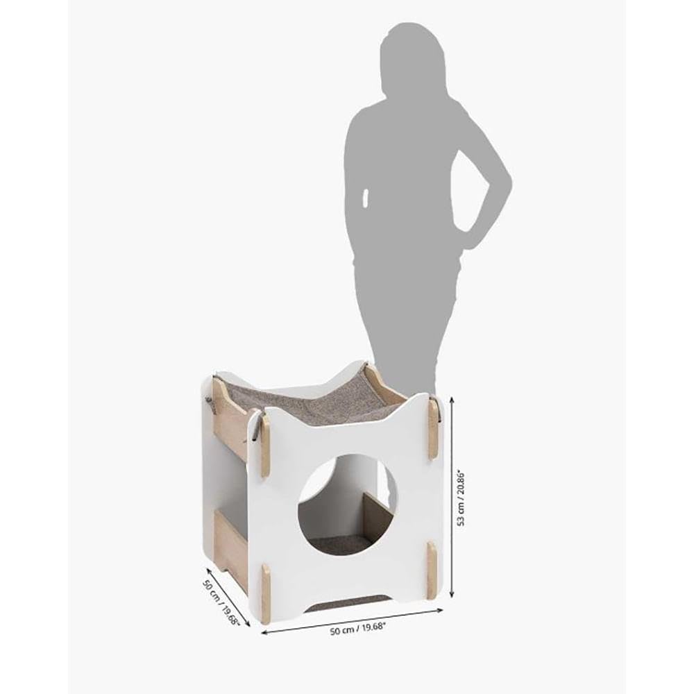 catit-vesper-cabana-meuble-pour-chat-blanc-ch-ne-2-tages-avec-hamac image 3