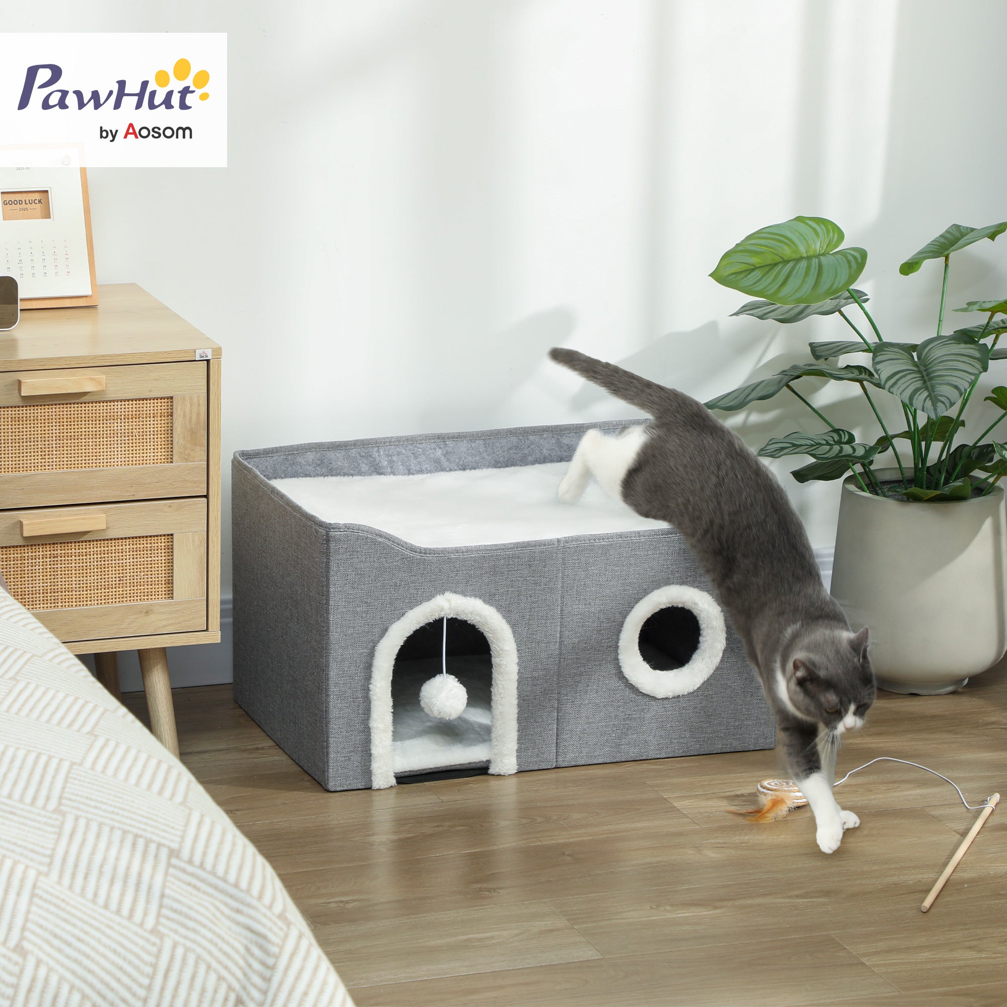 pawhut-maison-pour-chat-cosy-avec-griffoir-coussin-et-design-pliable image 4