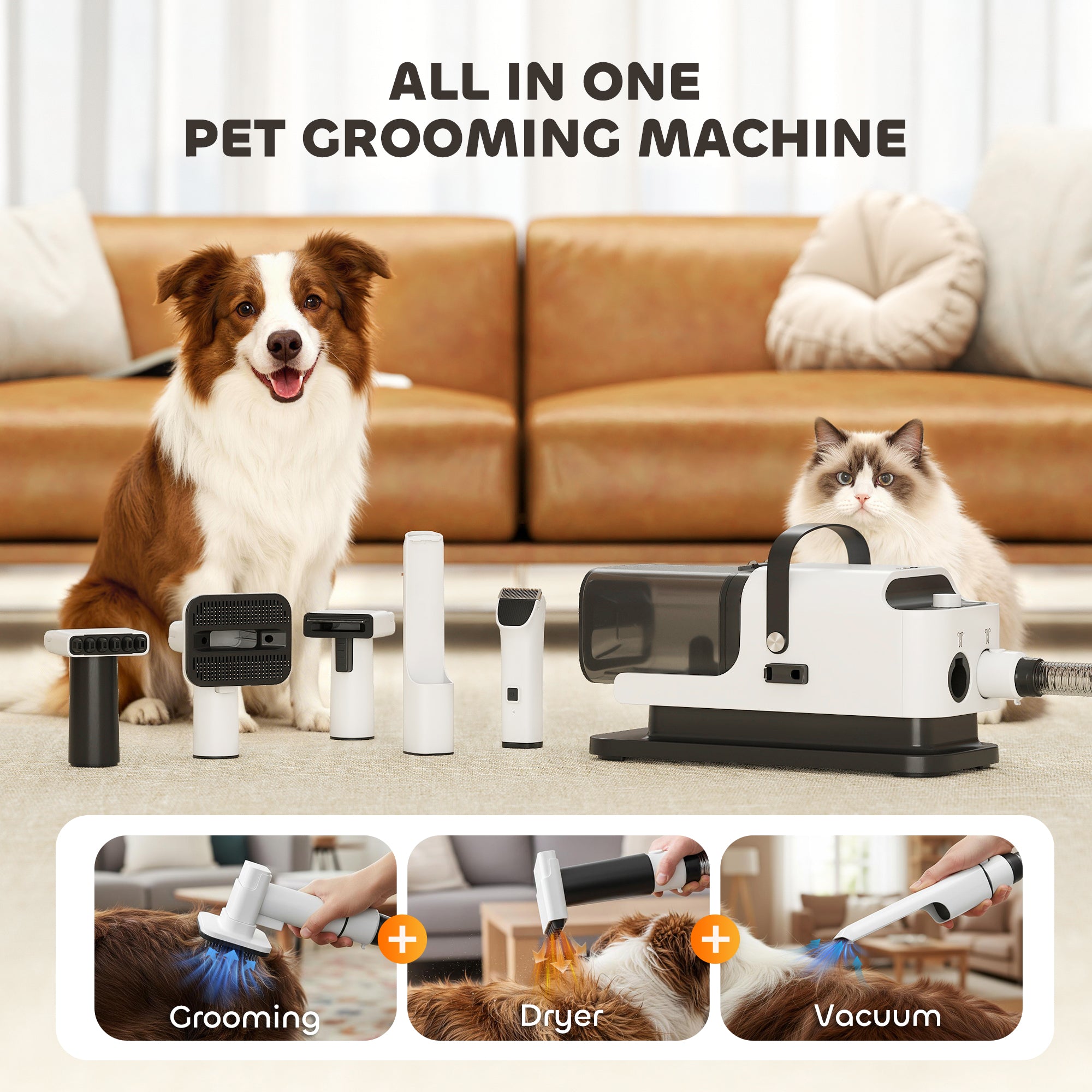 pawhut-aspirateur-toilettage-chien-5-en-1-avec-s-chage-1-8l-12000-pa image 6