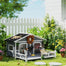 pawhut-niche-double-en-bois-avec-porche-toit-asphalte-tanche-et-cl-ture-pour-chi image 2