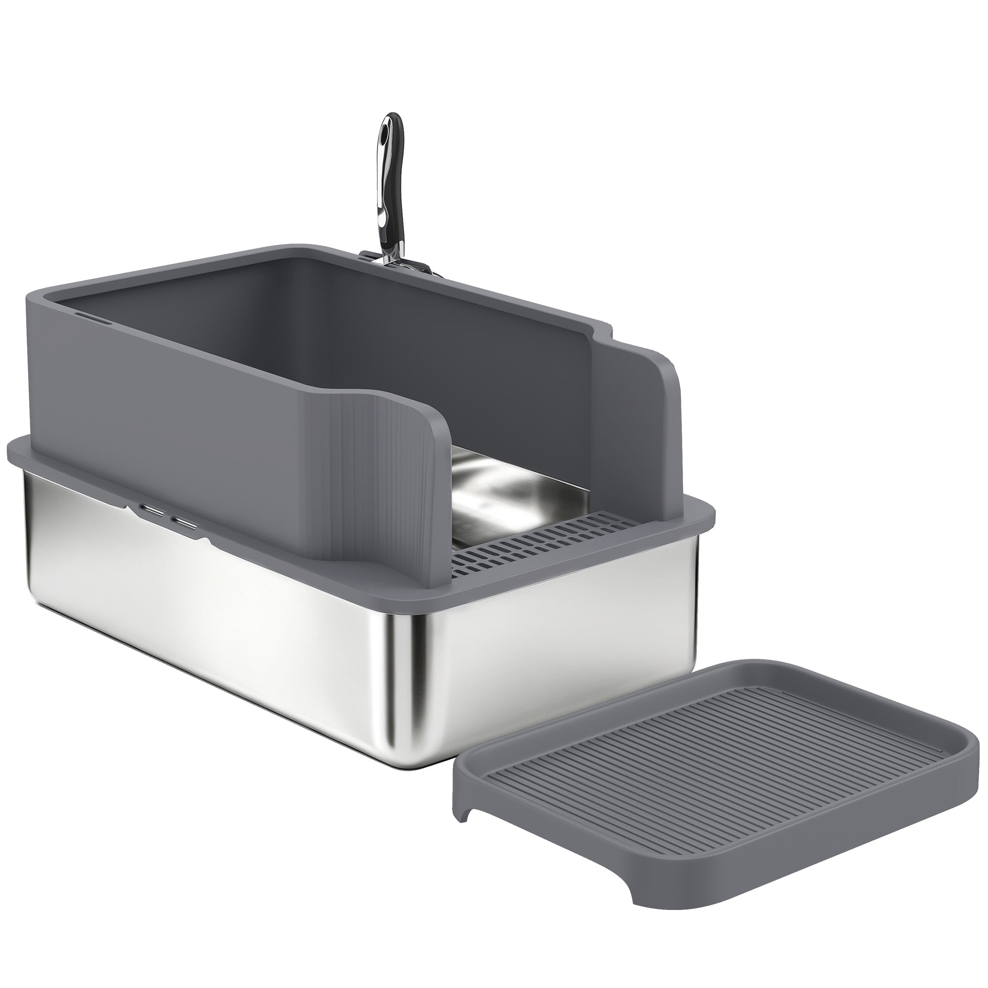 pawhut-bac-liti-re-tamisant-inox-pour-granul-s-de-pin-22-8-x-14-6-x-11-8 image 2