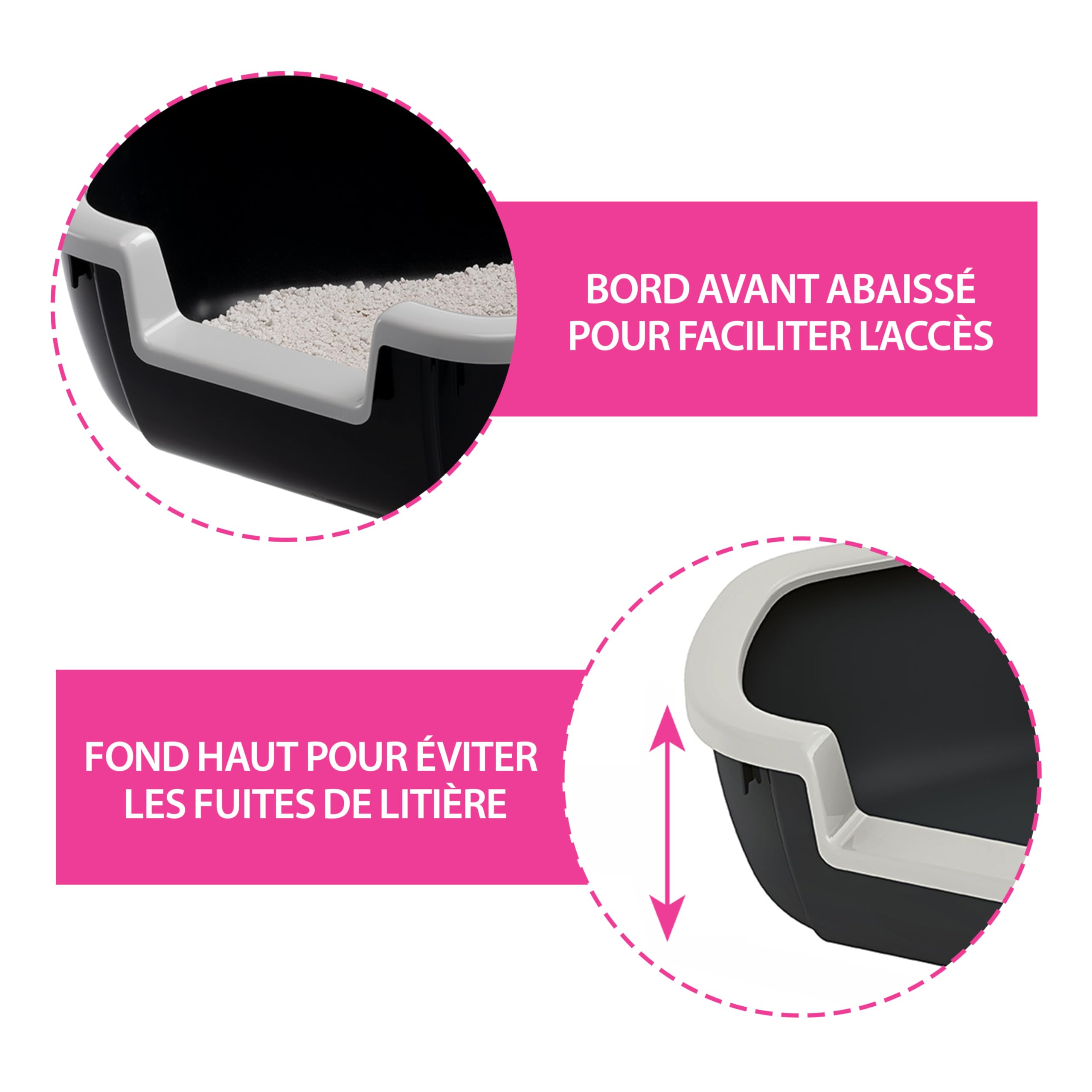 ferplast-dama-bac-liti-re-d-angle-pour-chat-57-5-x-51-5-x-h-22-cm-noir image 4