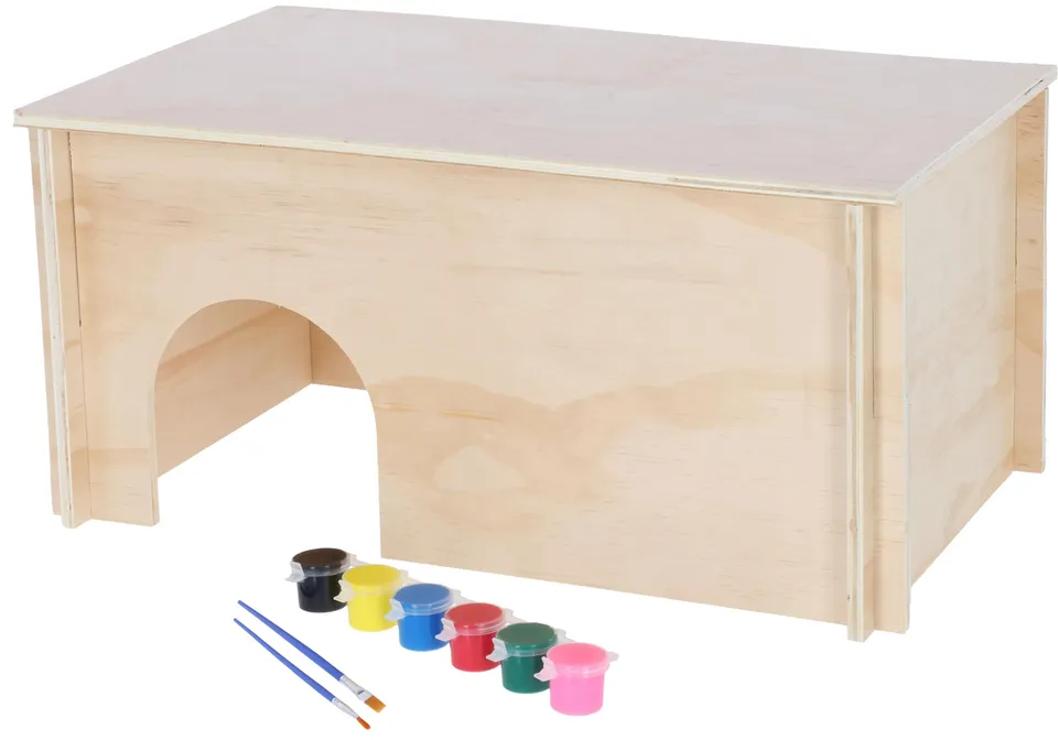 kerbl-maison-pour-rongeurs-peindre-clapier-bois-50x29x24-cm-2-entr-es-d-cal-es-t image 1