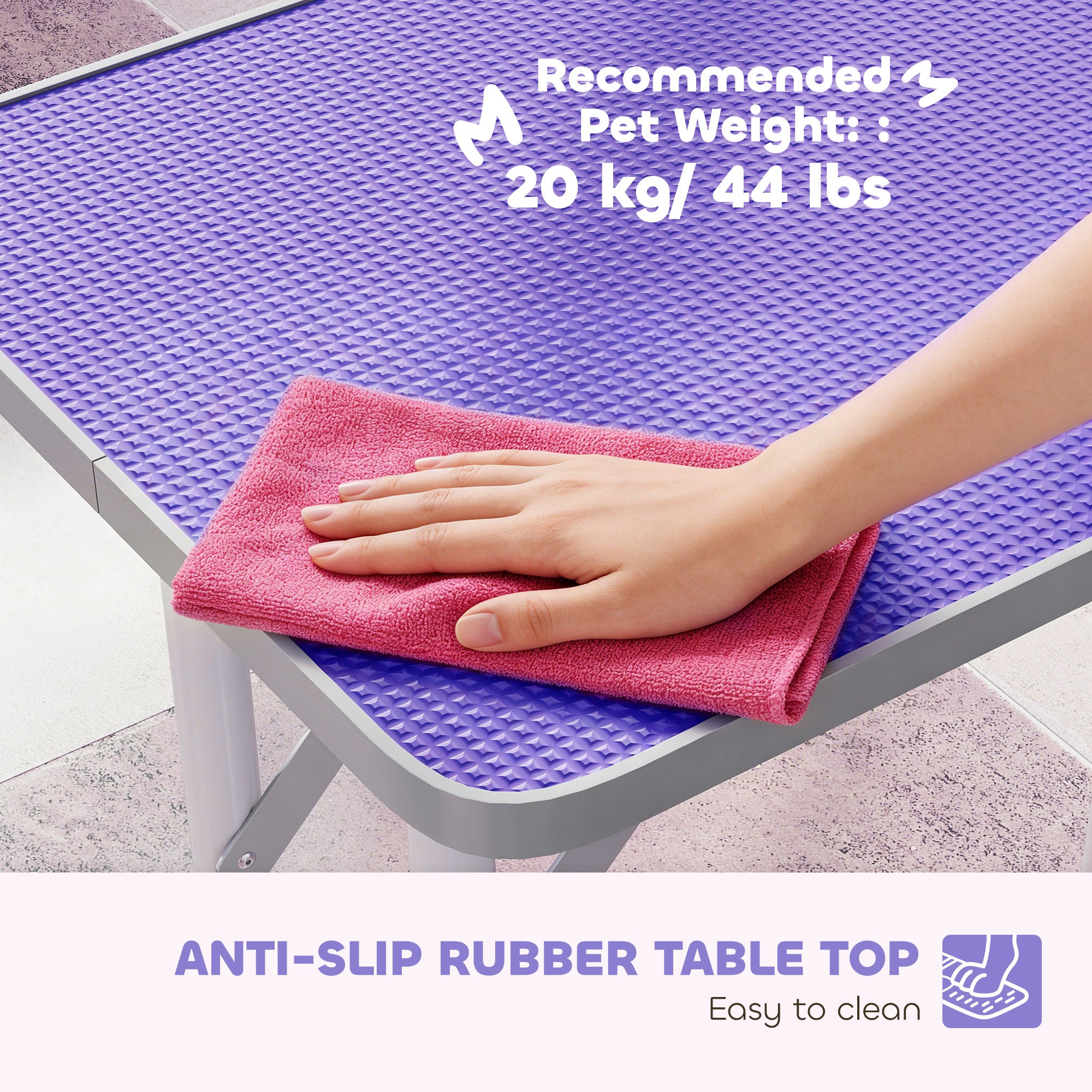 pawhut-table-de-toilettage-pliable-81-cm-avec-bras-r-glable-et-dessus-antid-rapa image 8