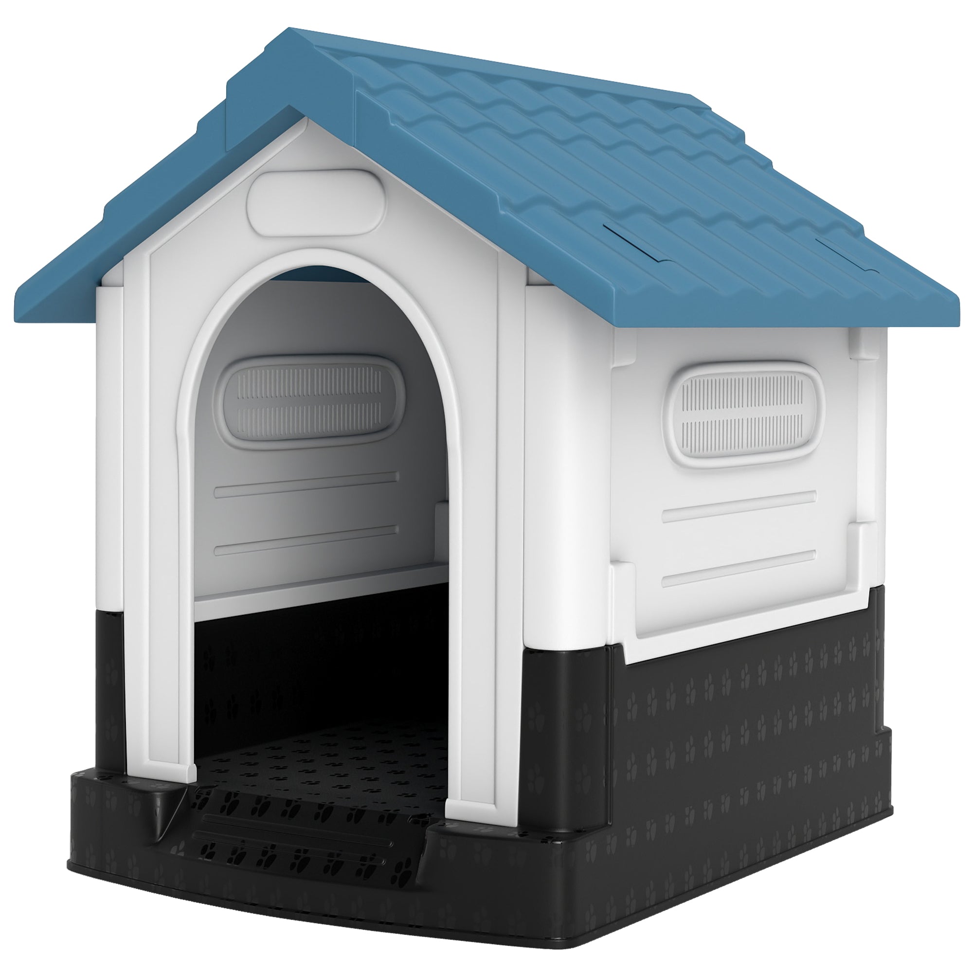 pawhut-niche-chien-plastique-ext-rieur-ventil-e-petit-chien-bleue image 2