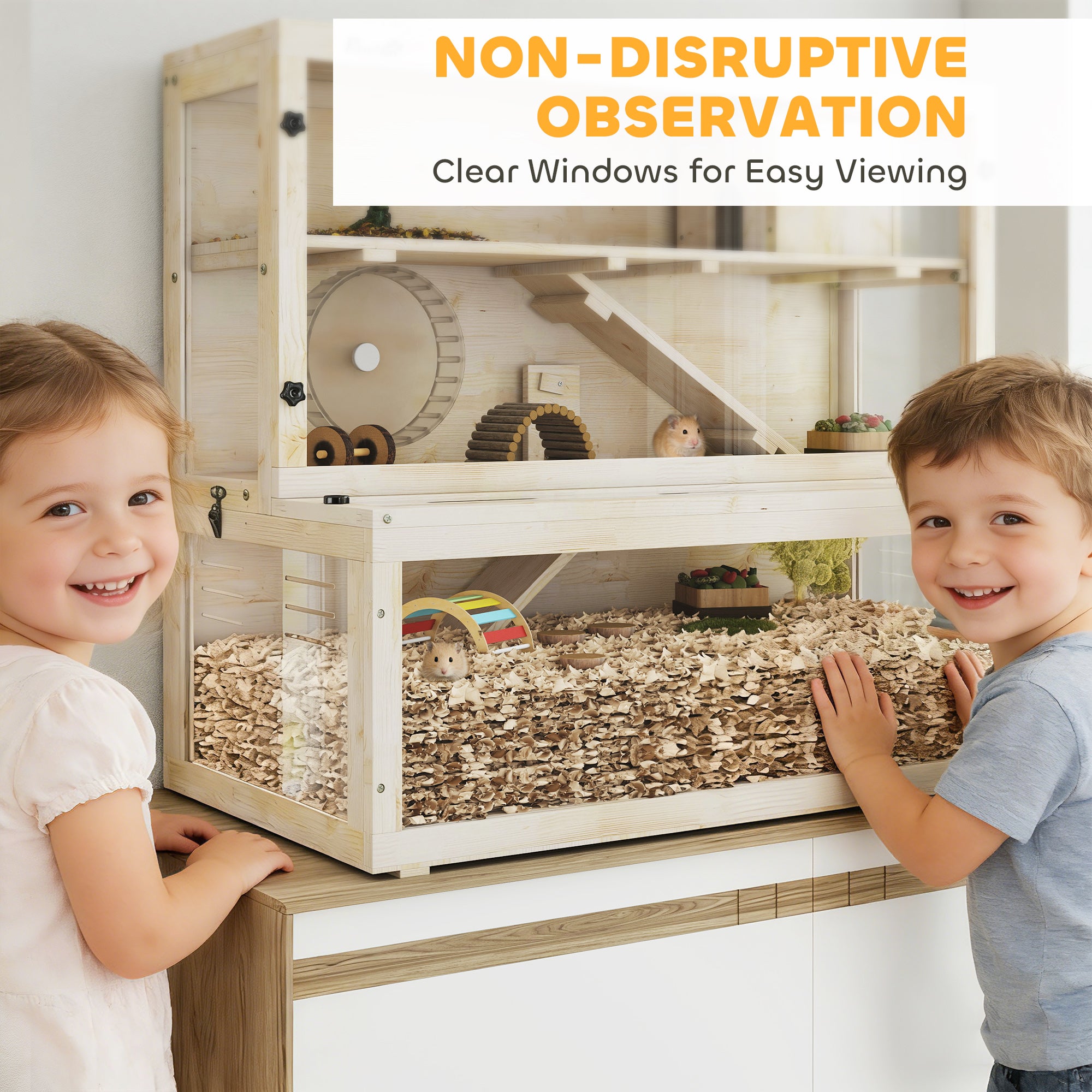 pawhut-cage-hamster-bois-3-tages-100-x-50-x-84-cm-avec-roue image 8