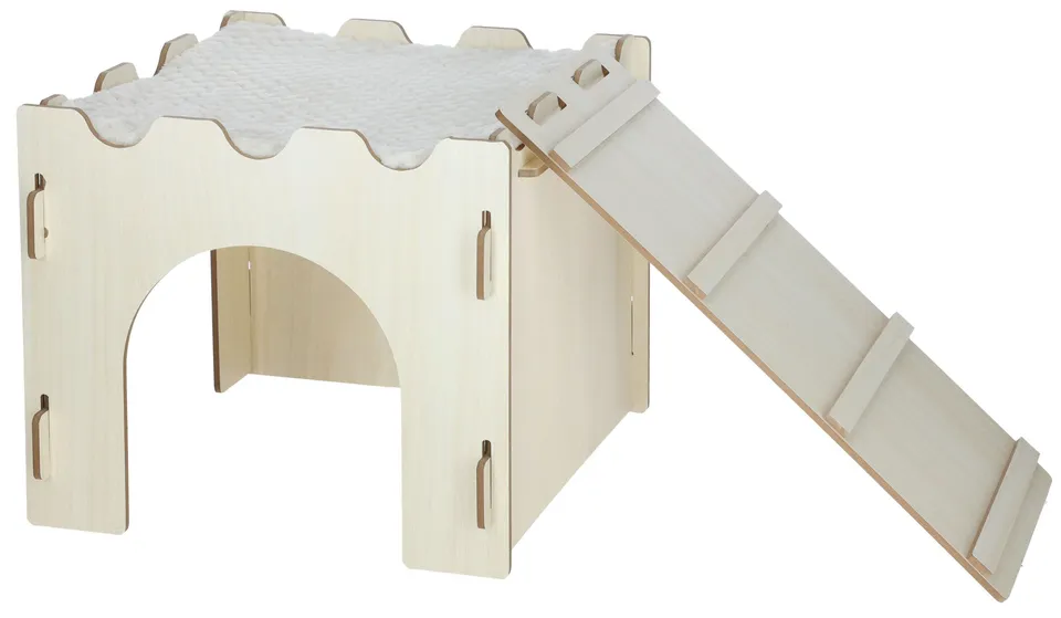 kerbl-pet-ch-teau-pour-rongeur-avec-rampe-niche-d-int-rieur-en-contreplaqu-plaqu image 1