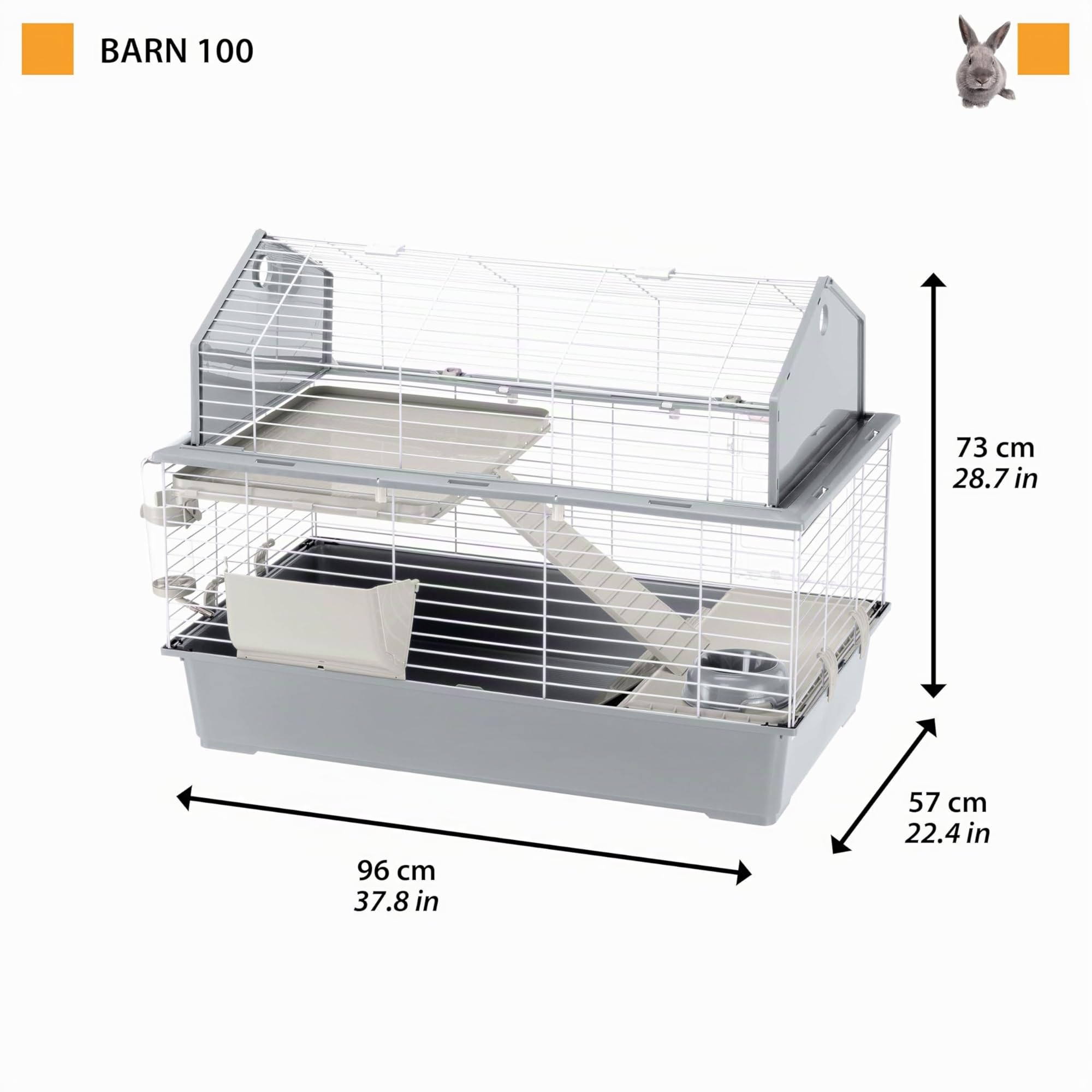ferplast-barn-100-cage-2-tages-96x57x73-cm-pour-lapins-et-petits-animaux-avec-to image 3
