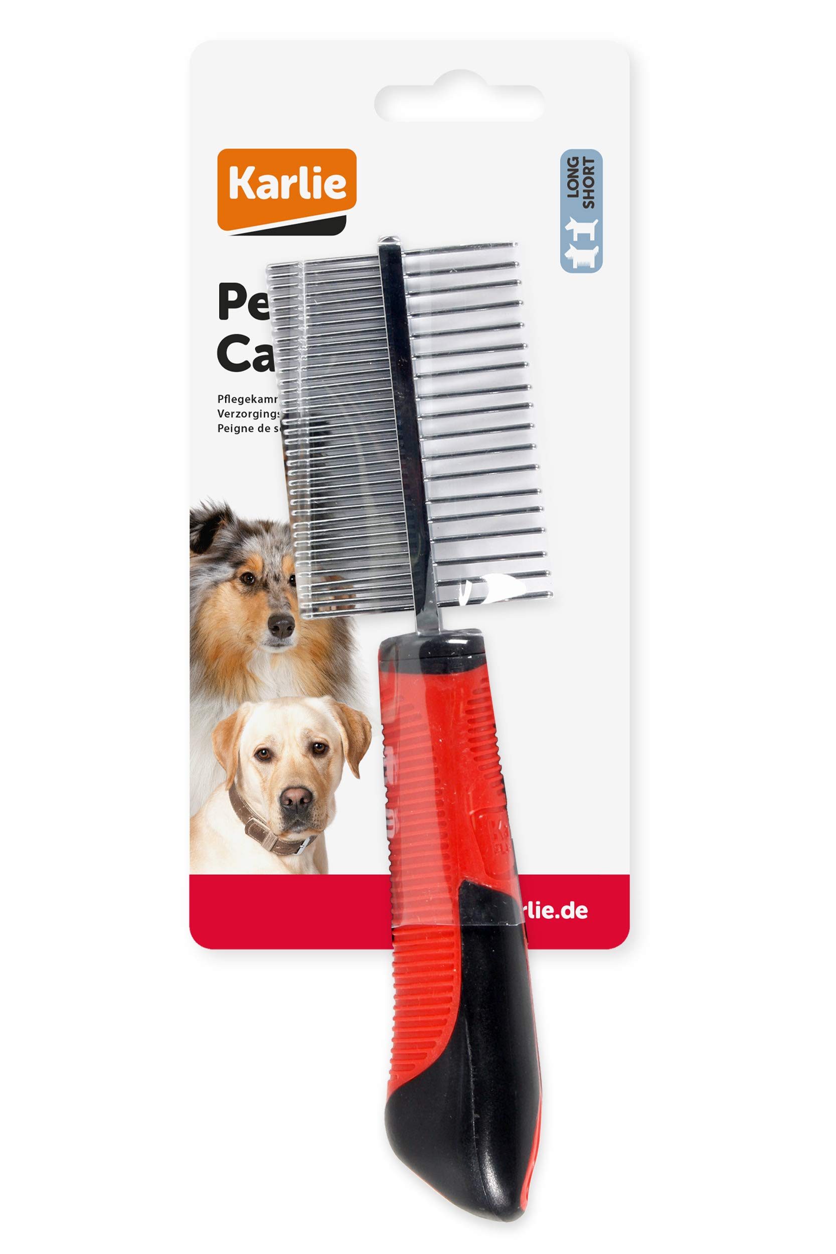flamingo-peigne-de-toilettage-double-pour-chien-et-chat-noir-rouge image 2