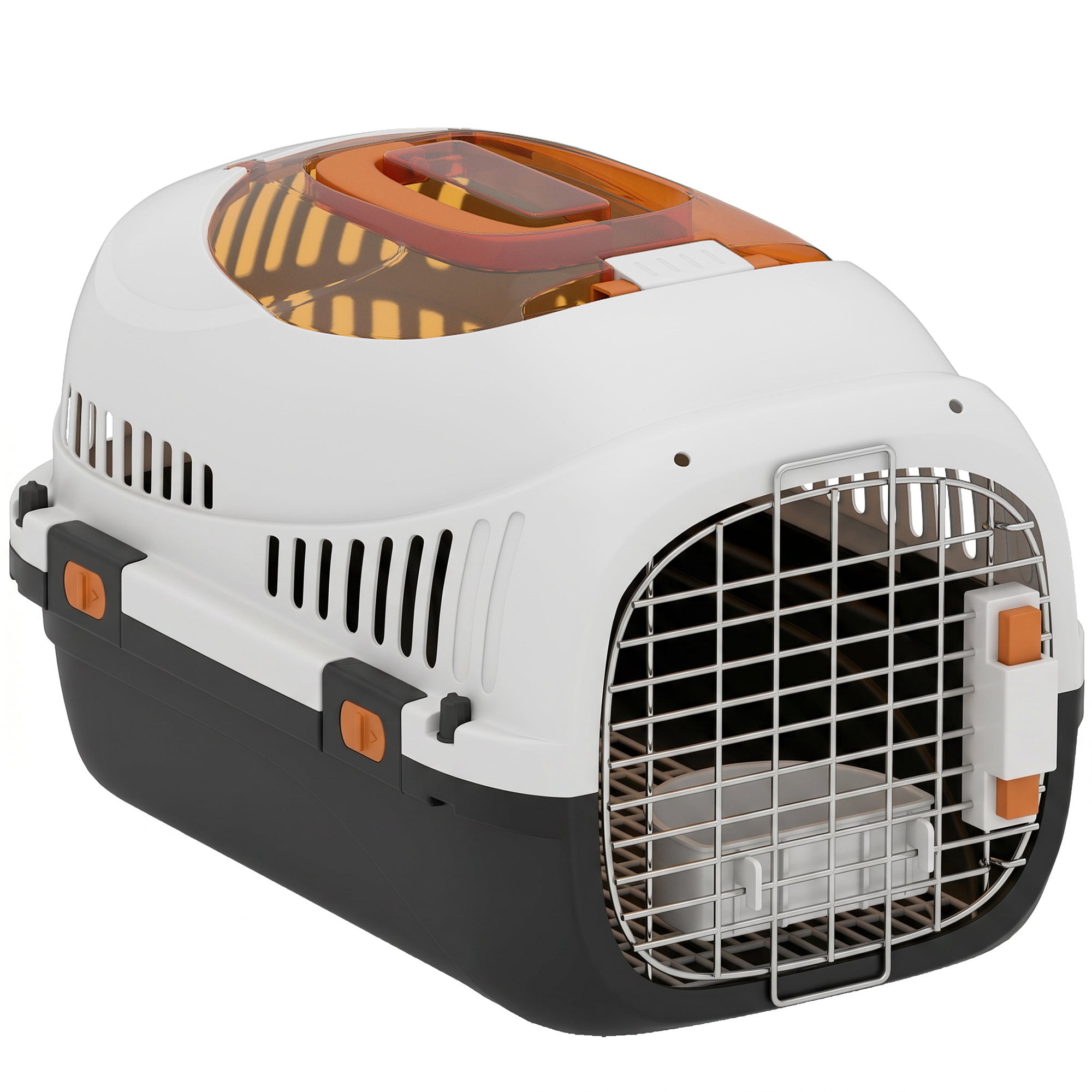 pawhut-transporteur-pour-animaux-en-plastique-coque-dure-avec-porte-en-acier-et- image 2