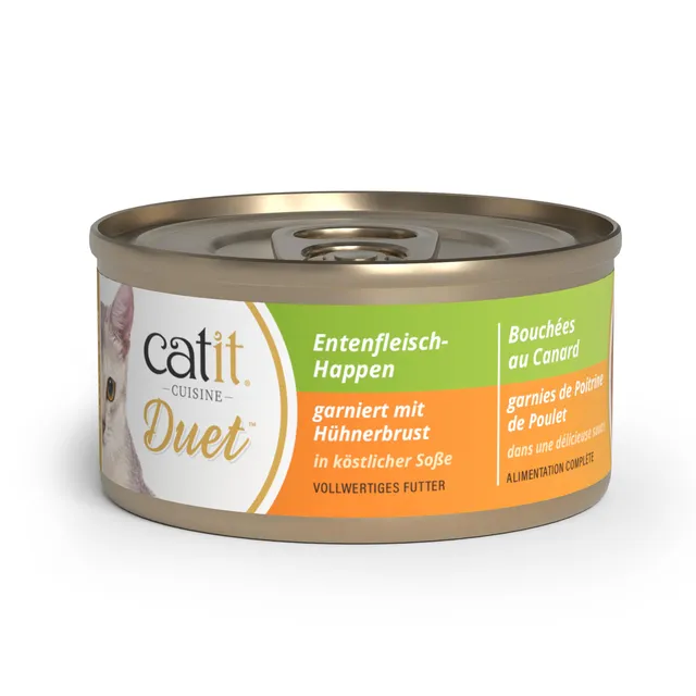 catit-cuisine-duet-canard-poulet-sauce-75g-p-t-e-chat-sans-c-r-ales image 1