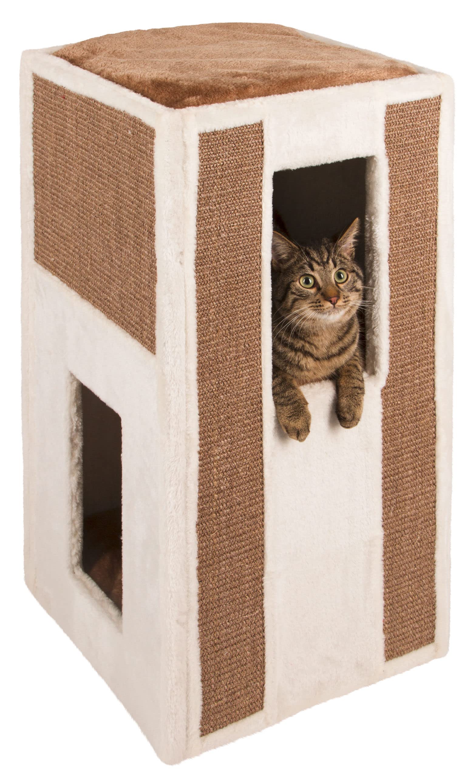 kerbl-galina-tunnel-griffoir-chat-blanc-marron-40-x-40-x-78-cm image 5