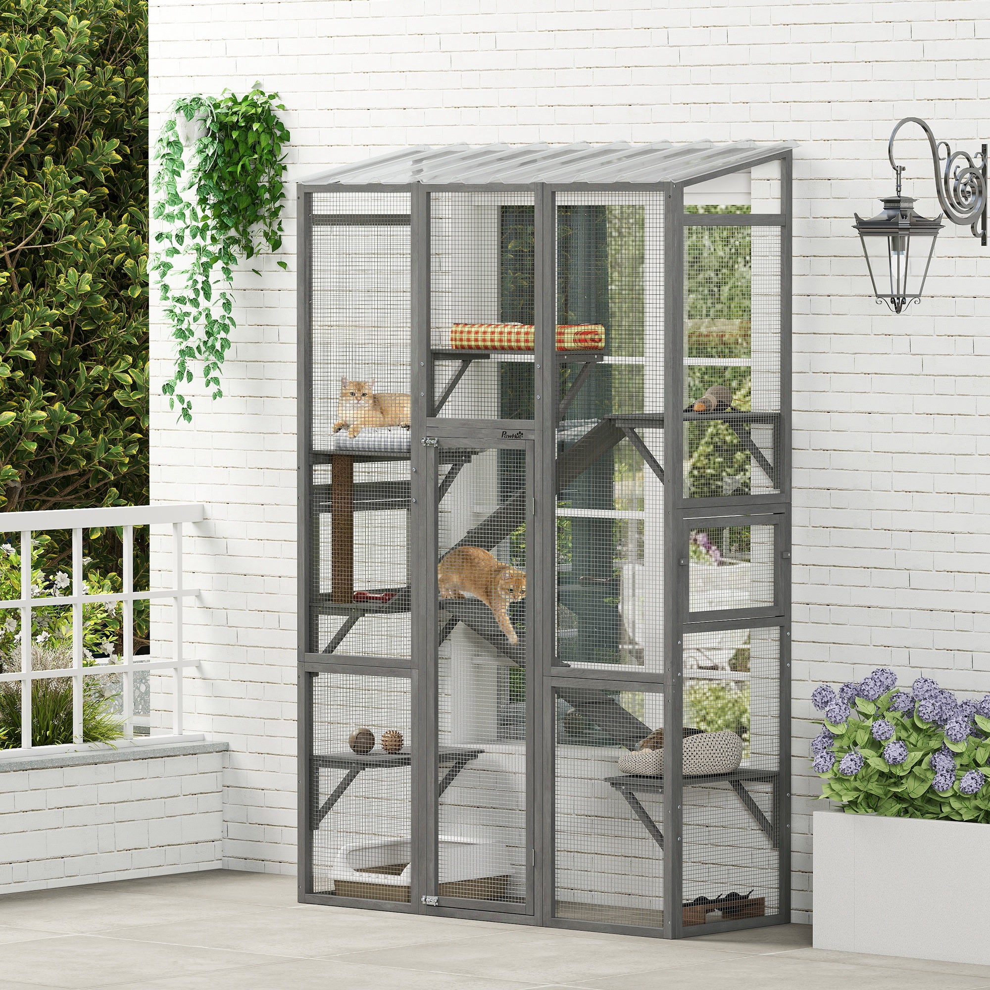 pawhut-grand-catio-enclos-ext-rieur-pour-chat-avec-6-plateformes-rampes-et-griff image 3