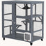 pawhut-maison-chat-int-rieur-bois-39-avec-roulettes-3-plateformes-et-hamac-gris- image 2