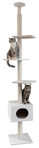 kerbl-arbre-chat-ferdi-blanc-38-x-38-x-240-260-cm-avec-fixation-plafond image 8