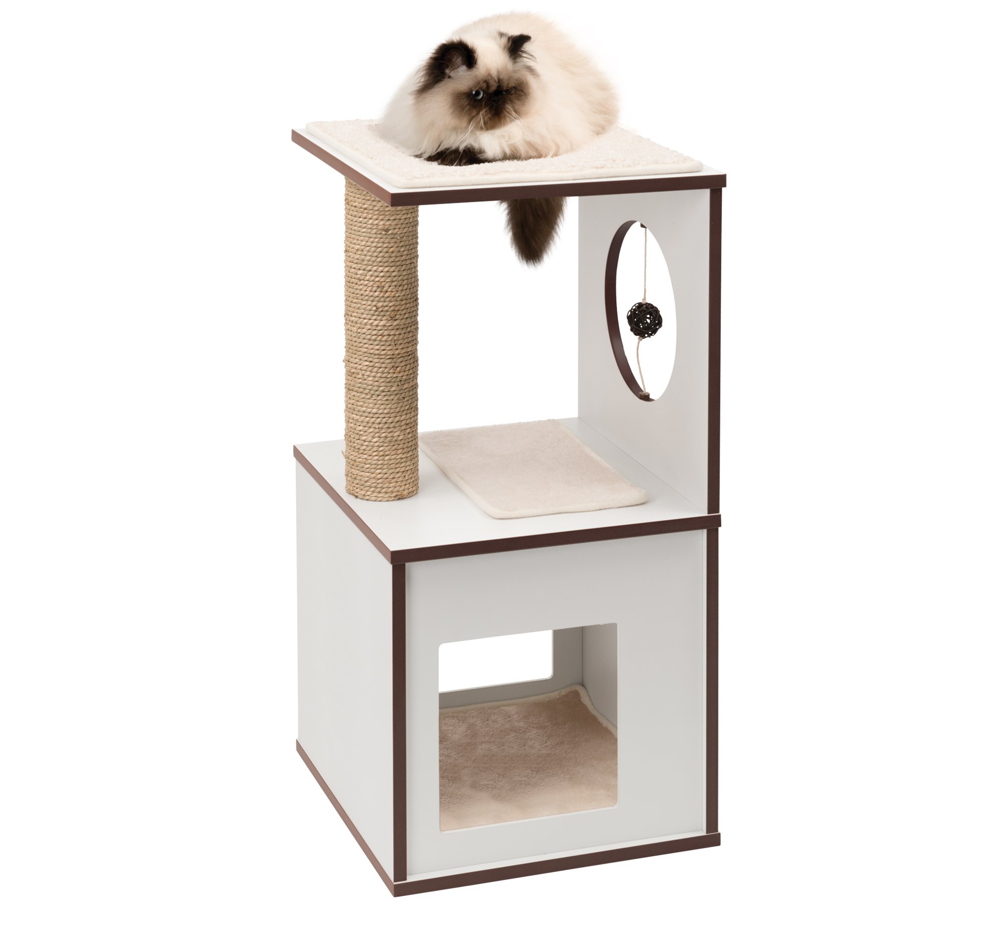 catit-vesper-s-arbre-chat-tabouret-blanc-avec-cube-et-griffoir image 2