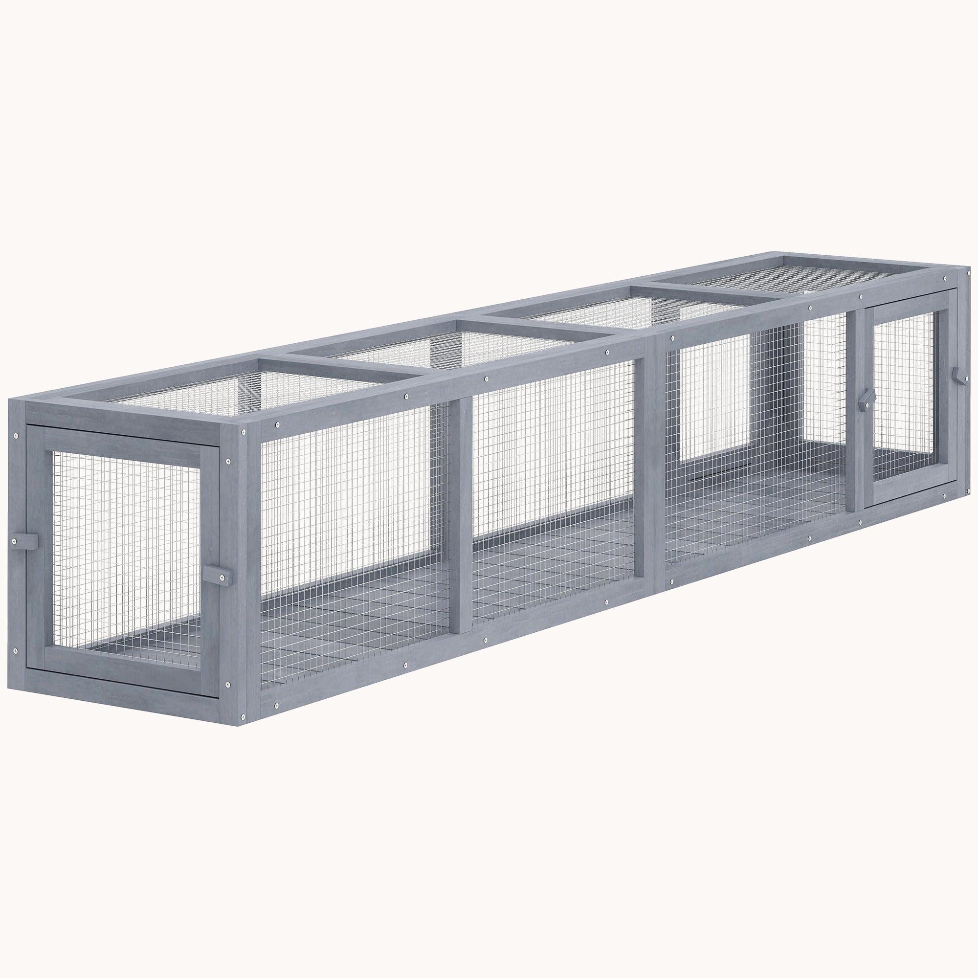 pawhut-tunnel-chat-ext-rieur-en-bois-79-gris-fonc-extensible image 2