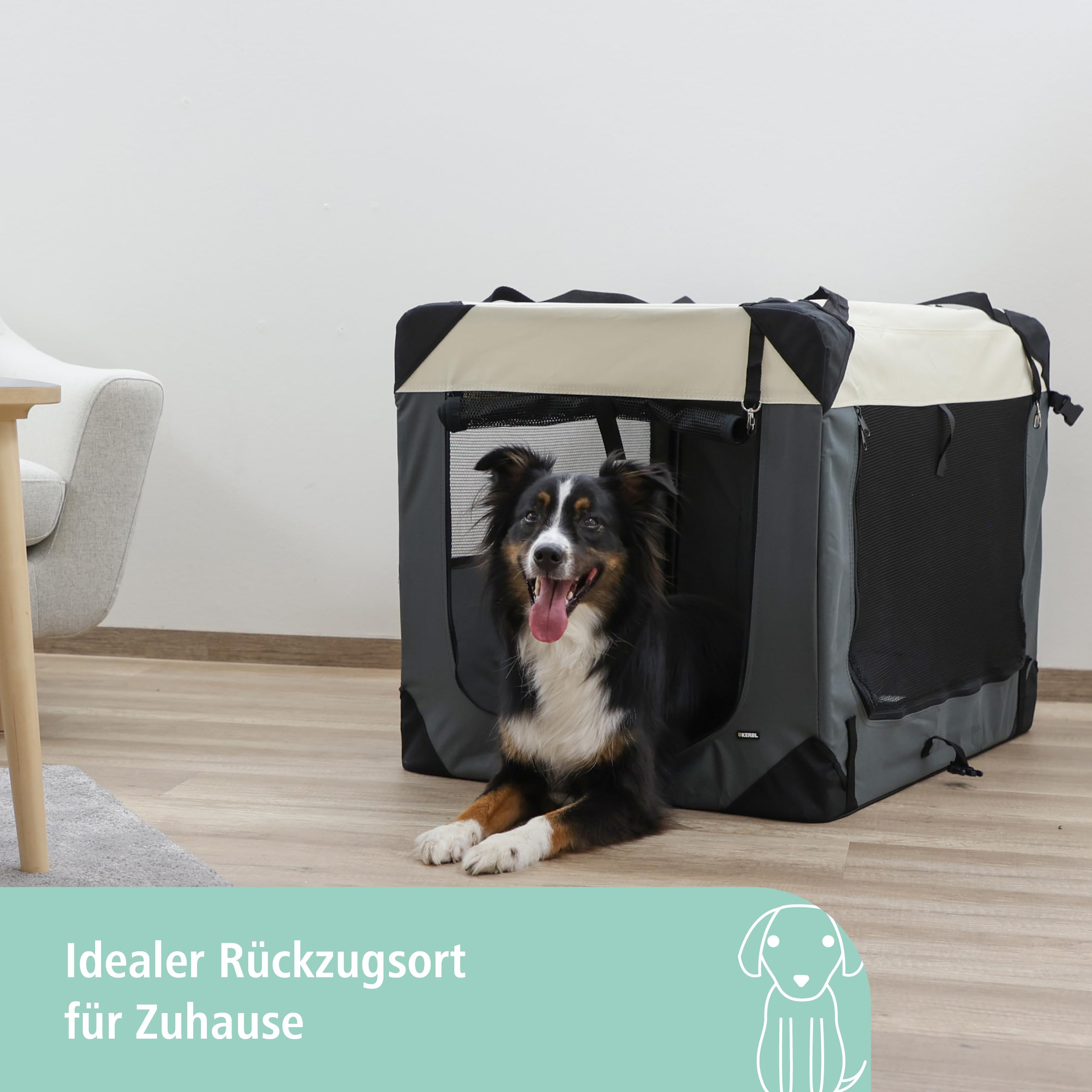 kerbl-journey-bo-te-de-transport-souple-pour-chien-91x63-5x63-5-cm-gris-beige image 3