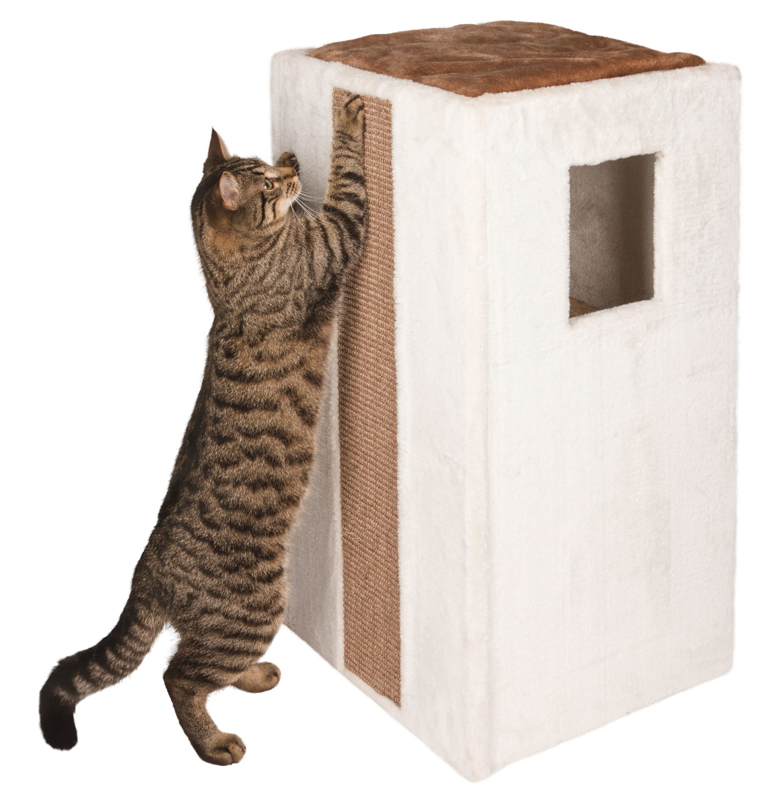 kerbl-galina-tunnel-griffoir-chat-blanc-marron-40-x-40-x-78-cm image 2