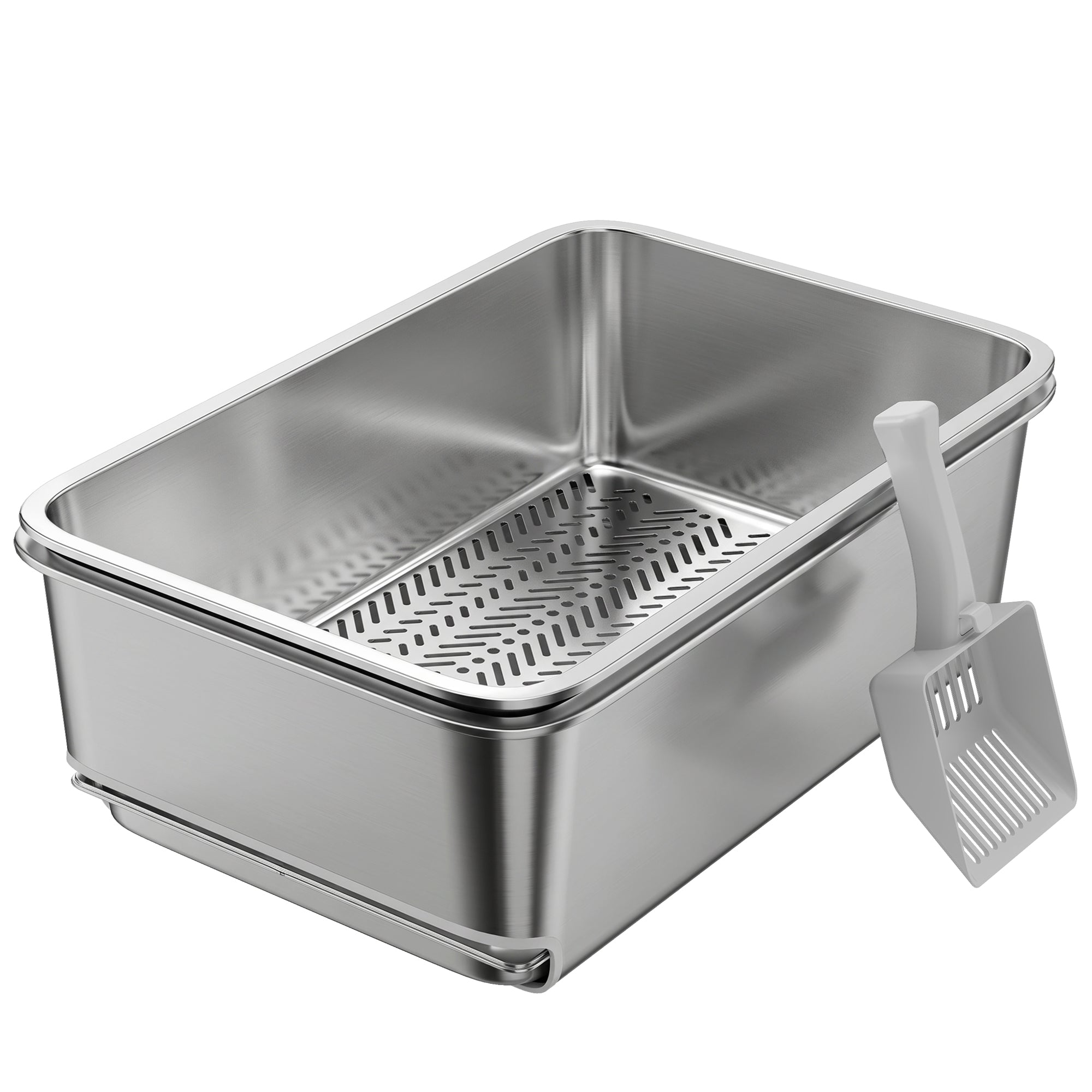 pawhut-bac-liti-re-tamiseur-xl-inox-pour-granul-s-de-pin-argent image 2