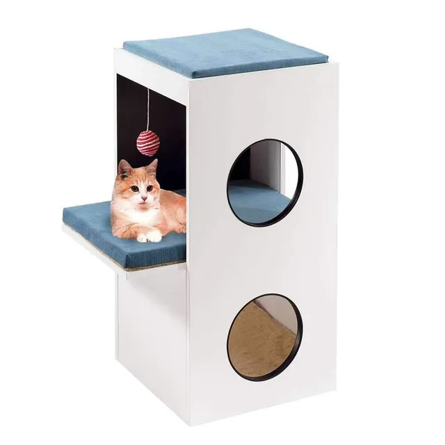 ferplast-arbre-chat-blanc-multicolore-avec-hamac-et-griffoir image 1