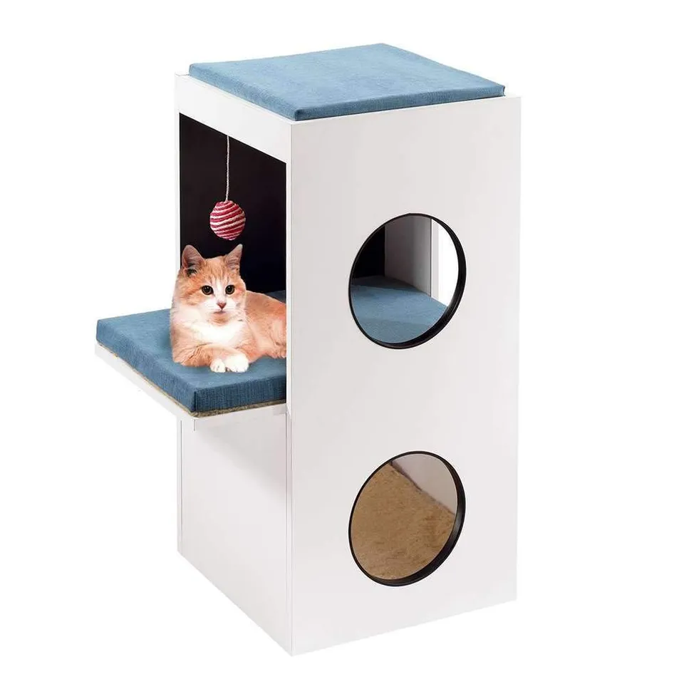 ferplast-arbre-chat-blanc-multicolore-avec-hamac-et-griffoir image 1
