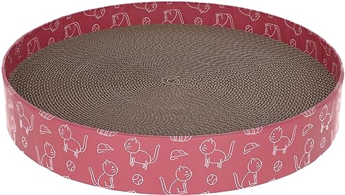 kerbl-pet-circle-griffoir-carton-ondul-recycl-rose-34-x-5-5-cm-avec-herbe-chat image 5