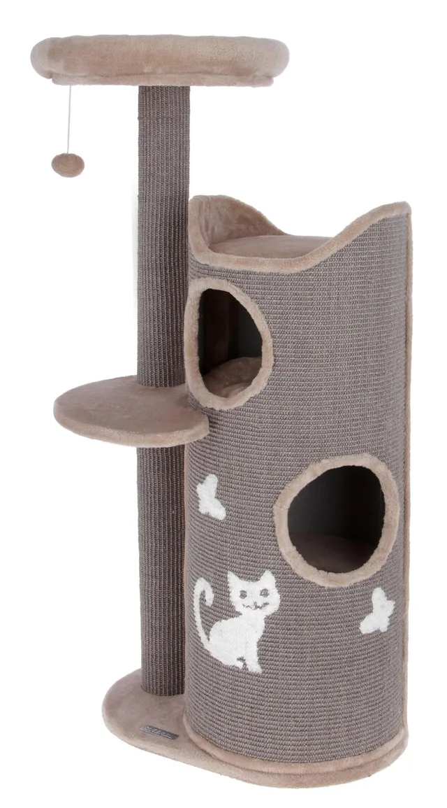 kerbl-tiana-arbre-chat-gris-73-5x45x130-cm-tunnel-sisal-et-coussins-lavables image 1