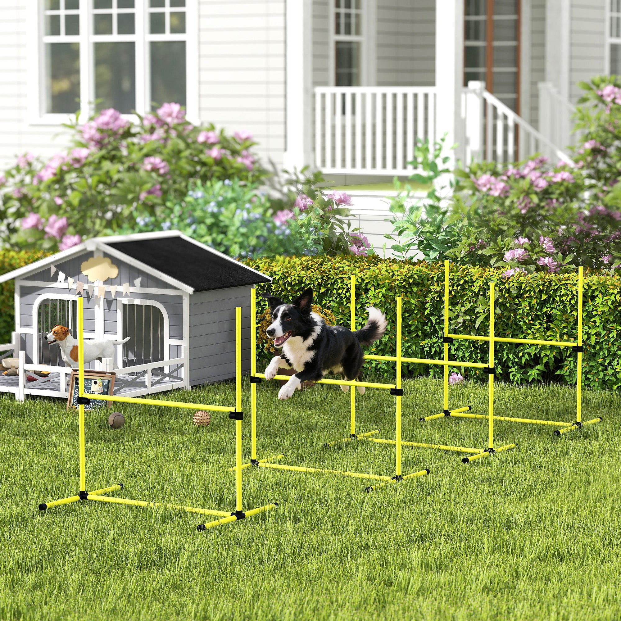 pawhut-kit-agility-chien-6-pi-ces-haies-r-glables-jaune image 3