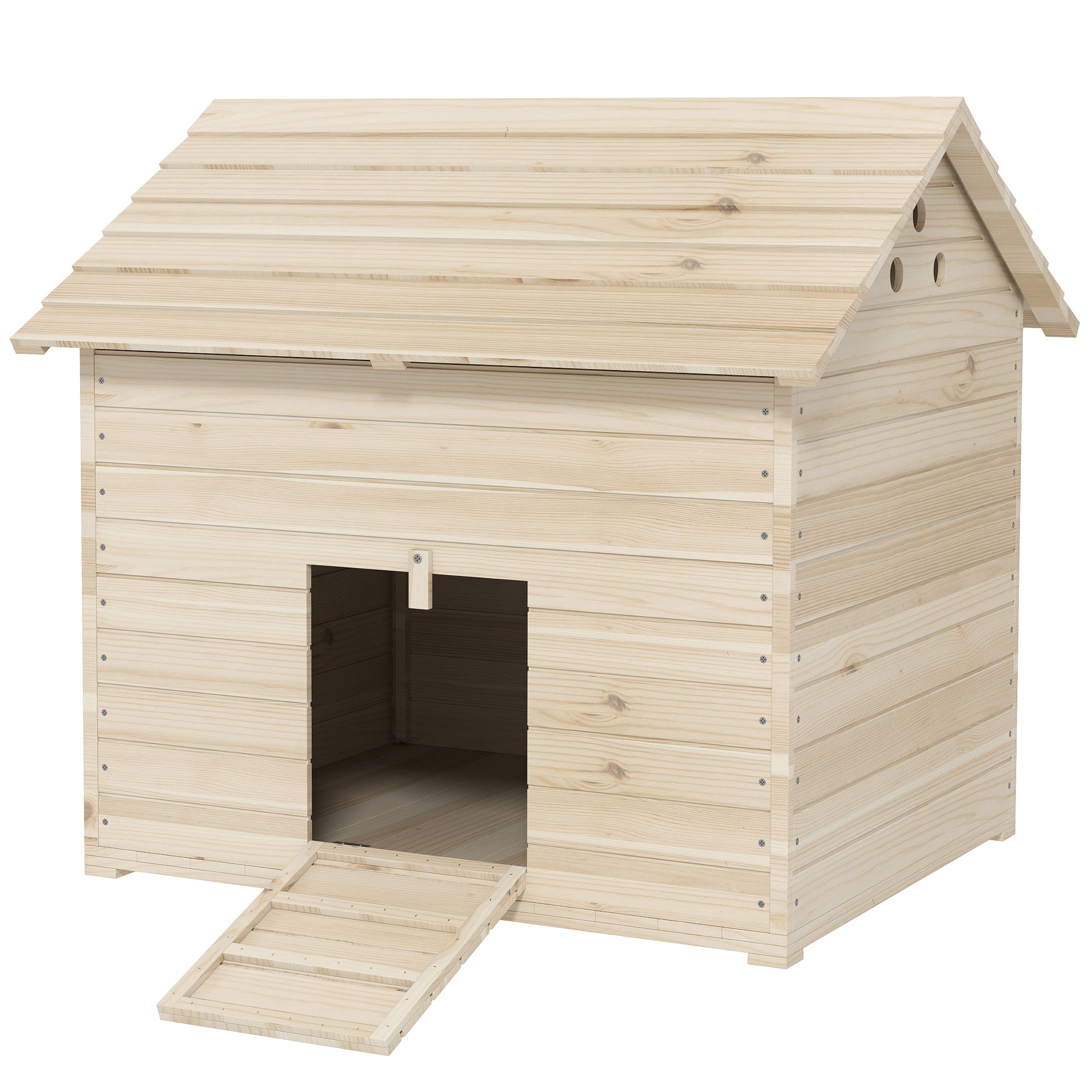 pawhut-maison-en-bois-sur-lev-e-pour-canards-avec-rampe-et-toit-inclin image 2