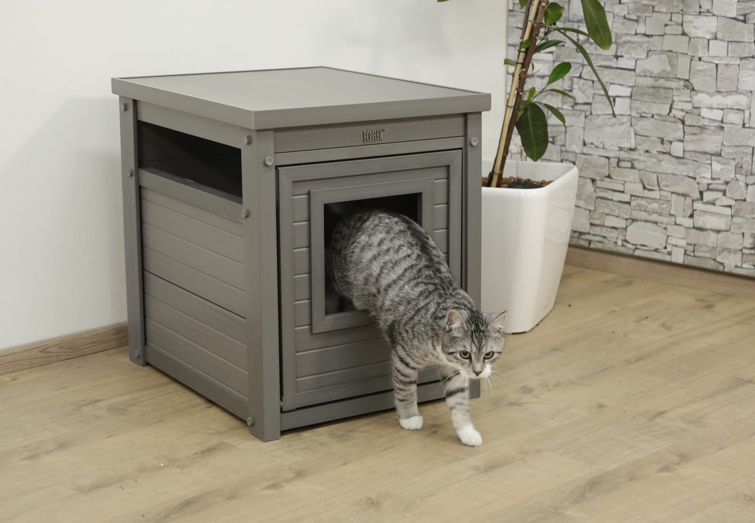 kerbl-pet-eco-daffy-armoire-pour-chat-gris-47x60x56-cm-cache-liti-re image 2