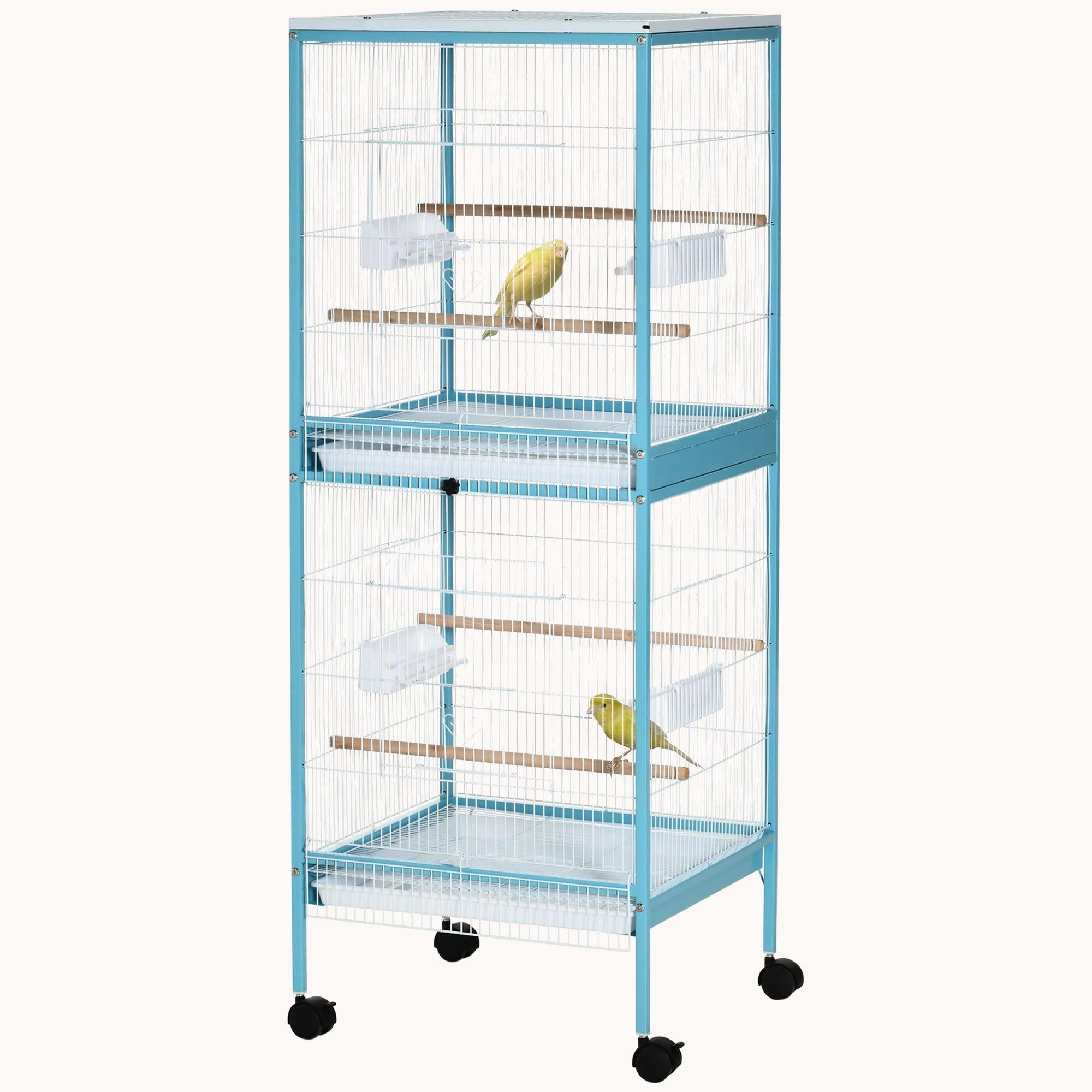 pawhut-grande-cage-oiseaux-55-bleu-clair-voli-re-canari-pinson-conure image 3