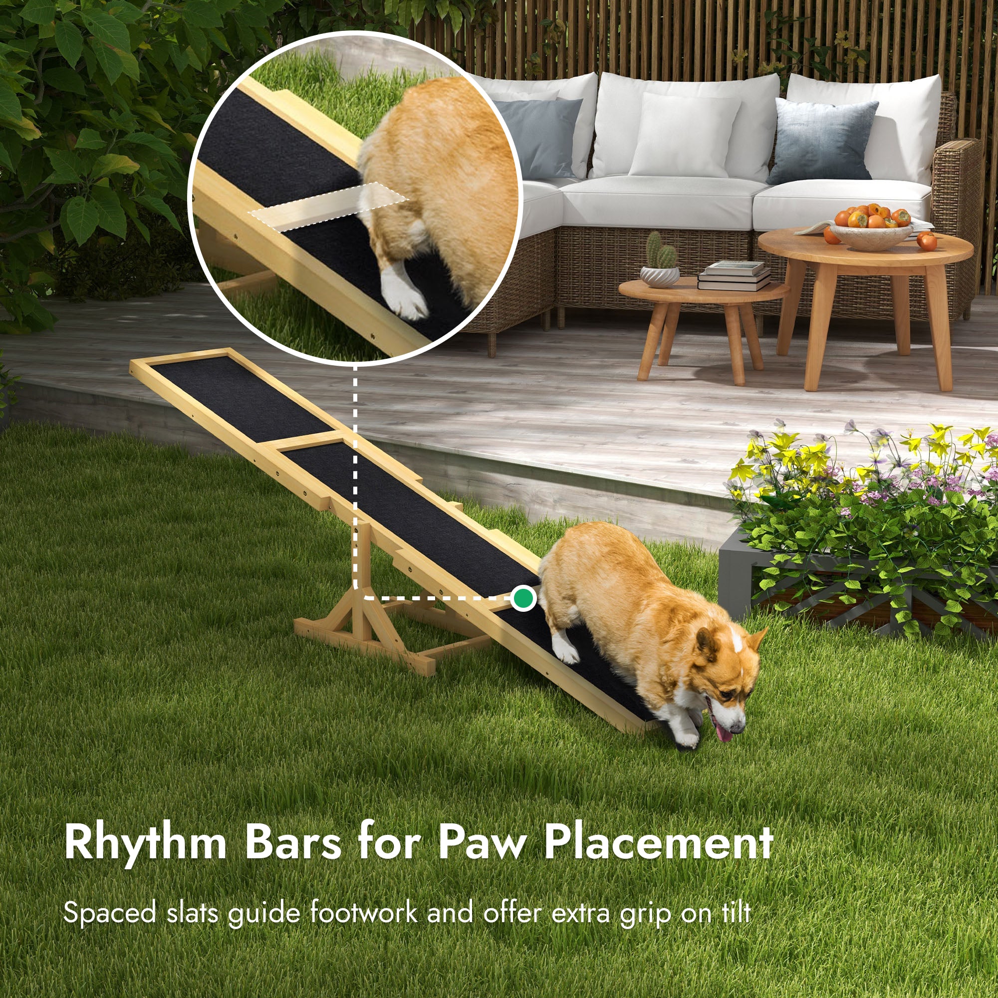 pawhut-pupstacle-bascule-agility-chien-71-pouces-bois-antid-rapant-jaune image 3