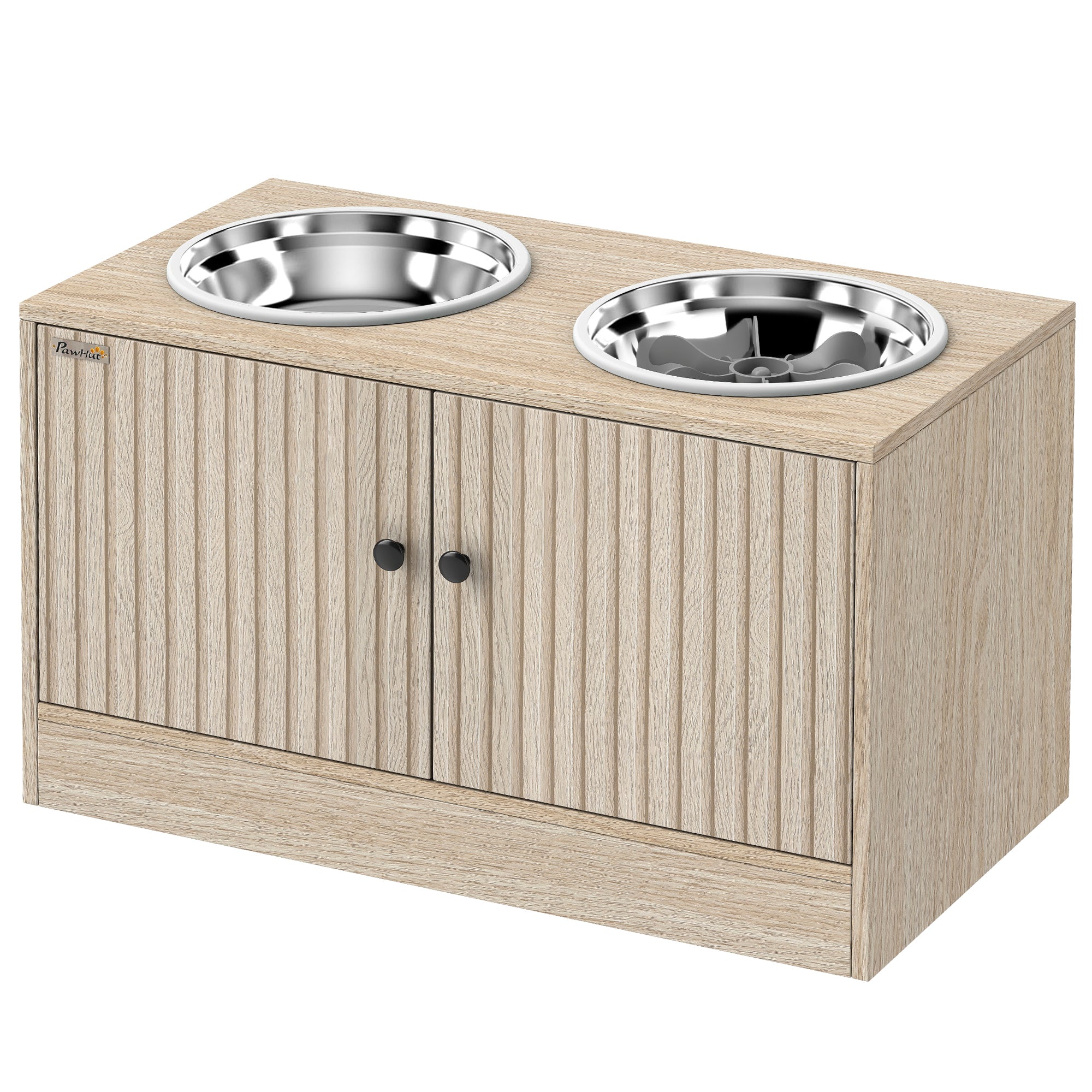 pawhut-gamelle-sur-lev-e-pour-chien-avec-meuble-de-rangement-et-2-bols-inox-ch-n image 2