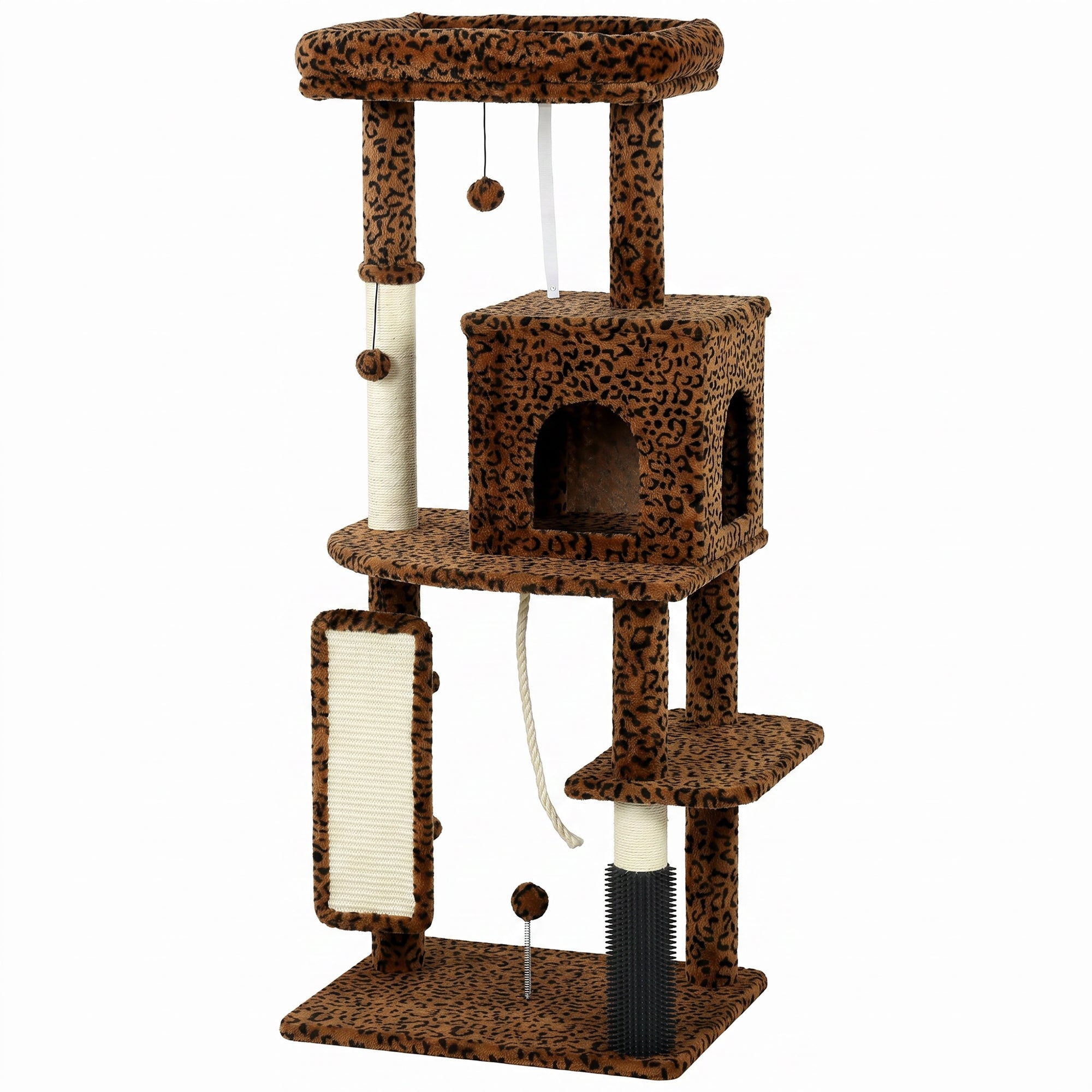 pawhut-arbre-chat-132-cm-pour-grands-chats-avec-griffoirs-niche-et-plateformes-i image 2